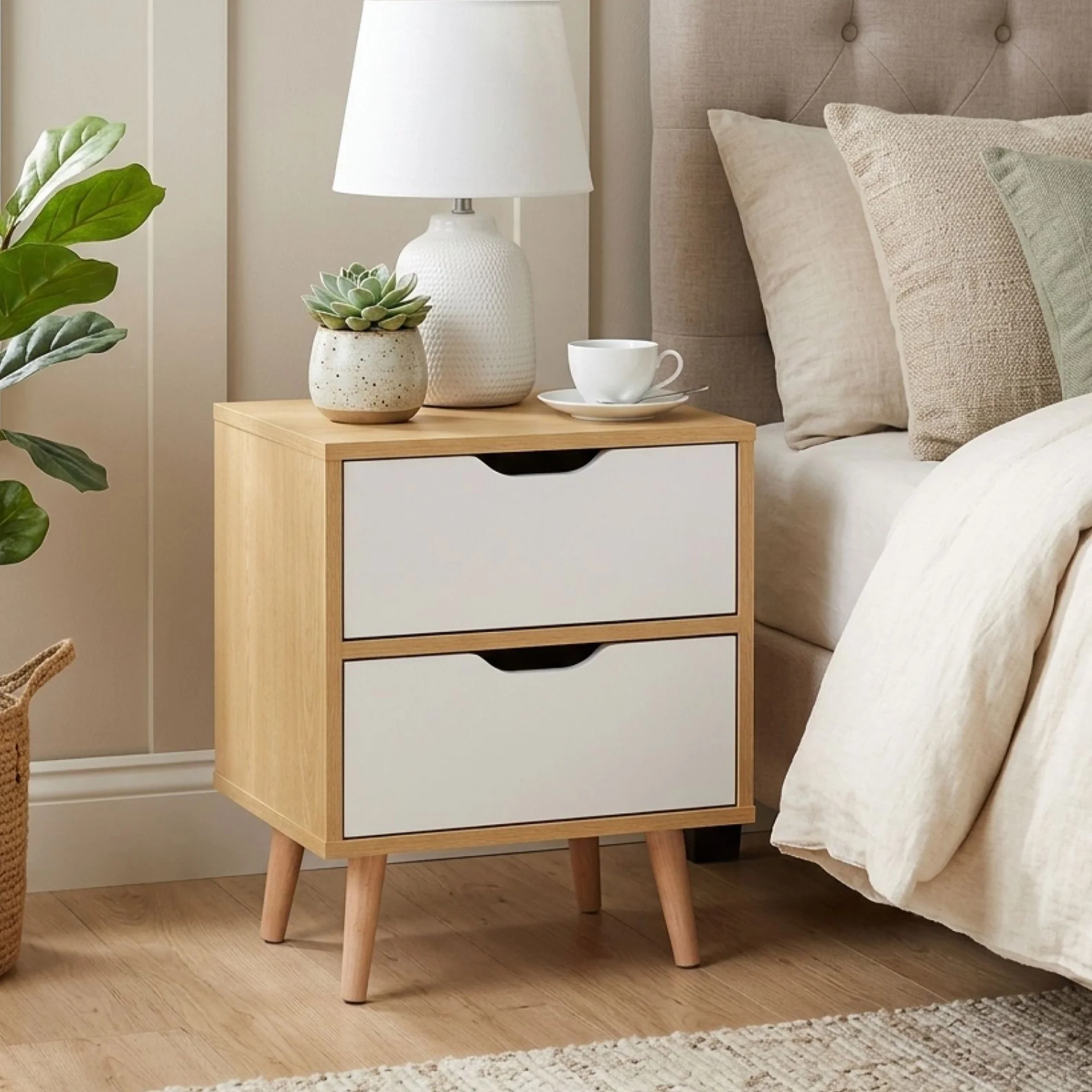 LOY Bedside Table - Maple + White - Image 4