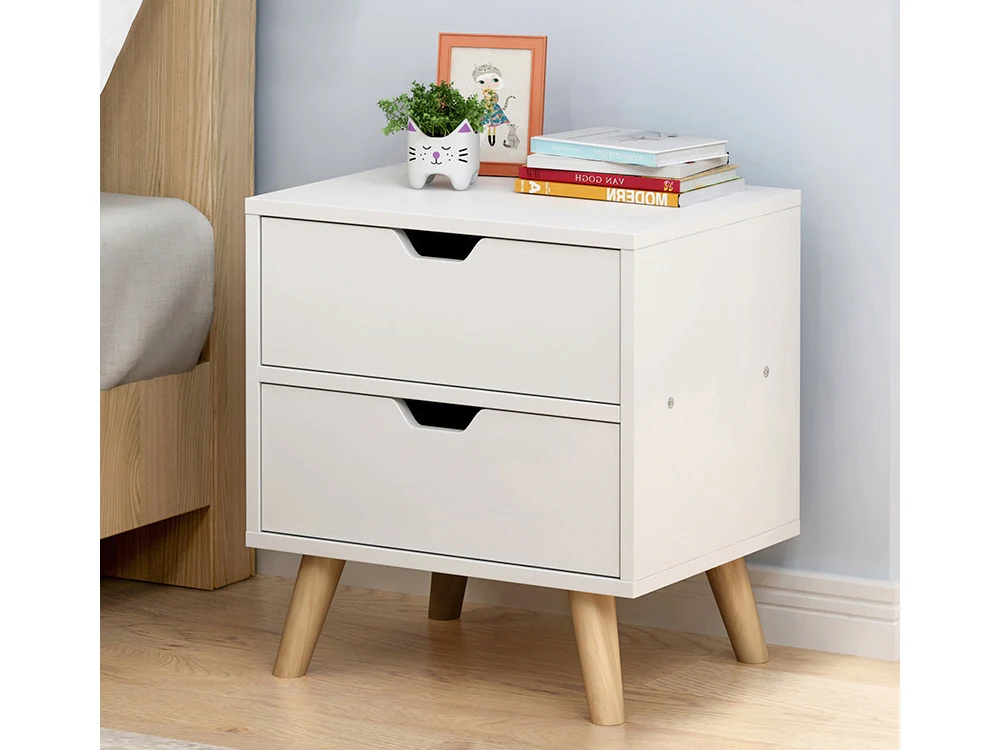LOY Bedside Table Nightstand - WHITE