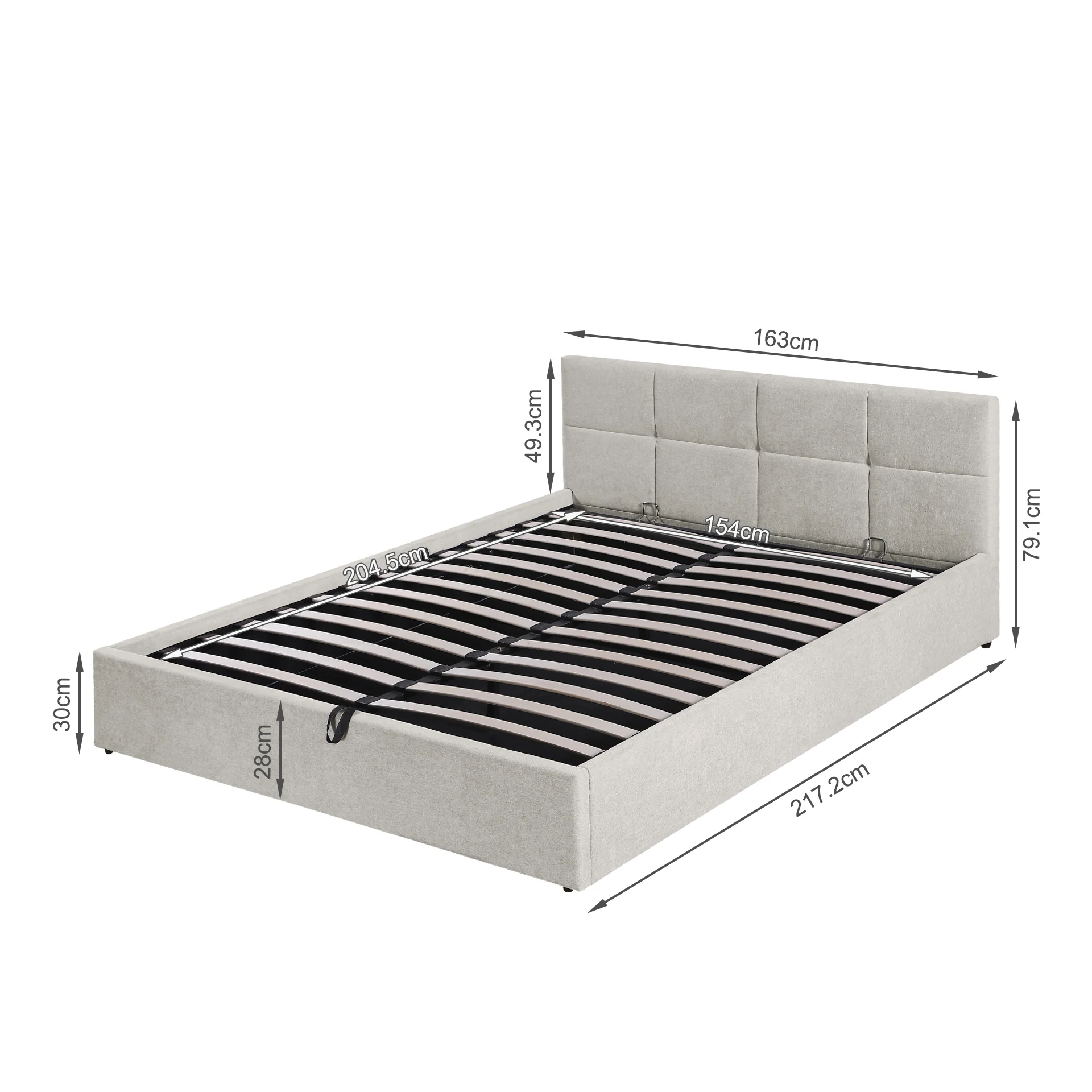 Elevon Queen Gas Lift Bed Frame - Linen Grey - Image 13