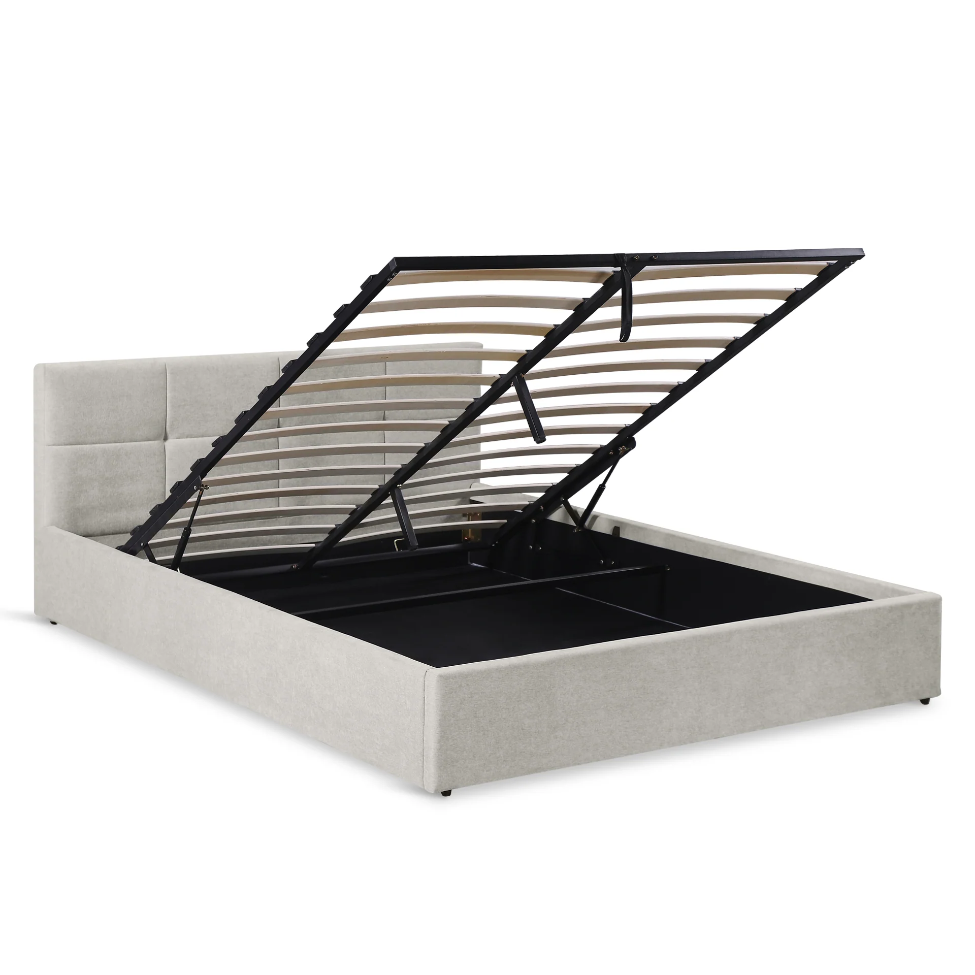 Elevon Queen Gas Lift Bed Frame - Linen Grey - Image 9