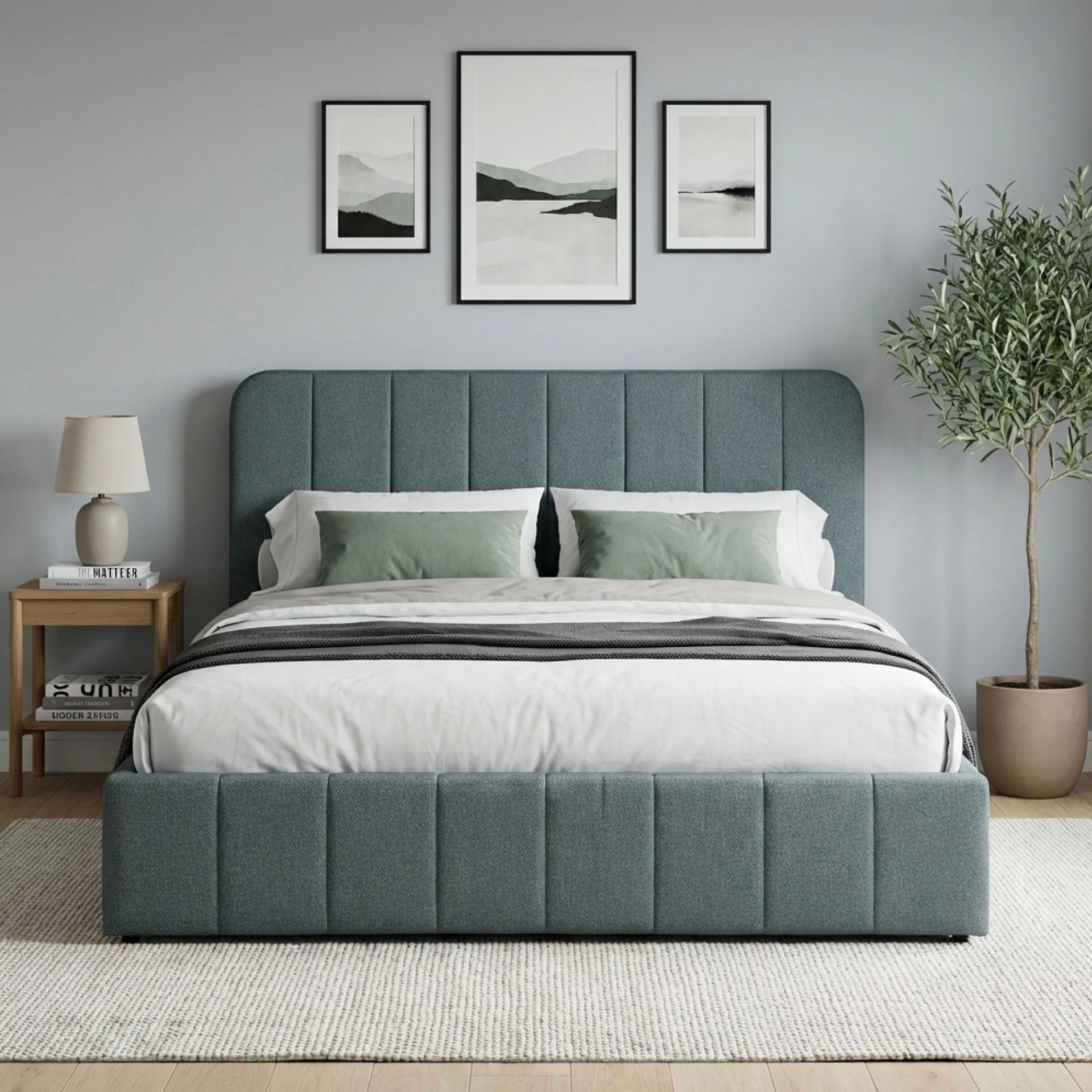 Veloria Queen Gas Lift Bed Frame - Green - Image 3