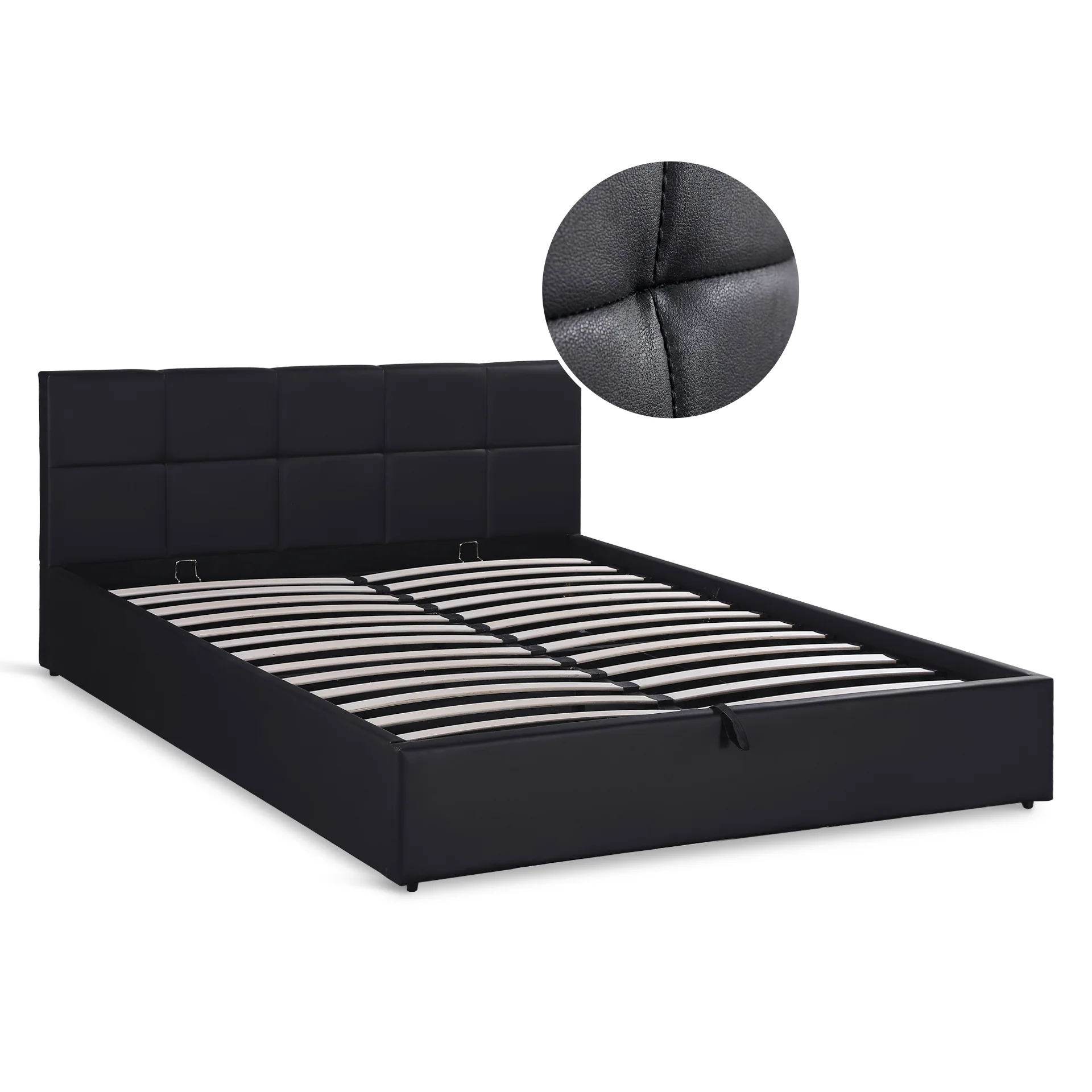 Purova PU Queen Gas Lift Bed Frame – Black - Image 7