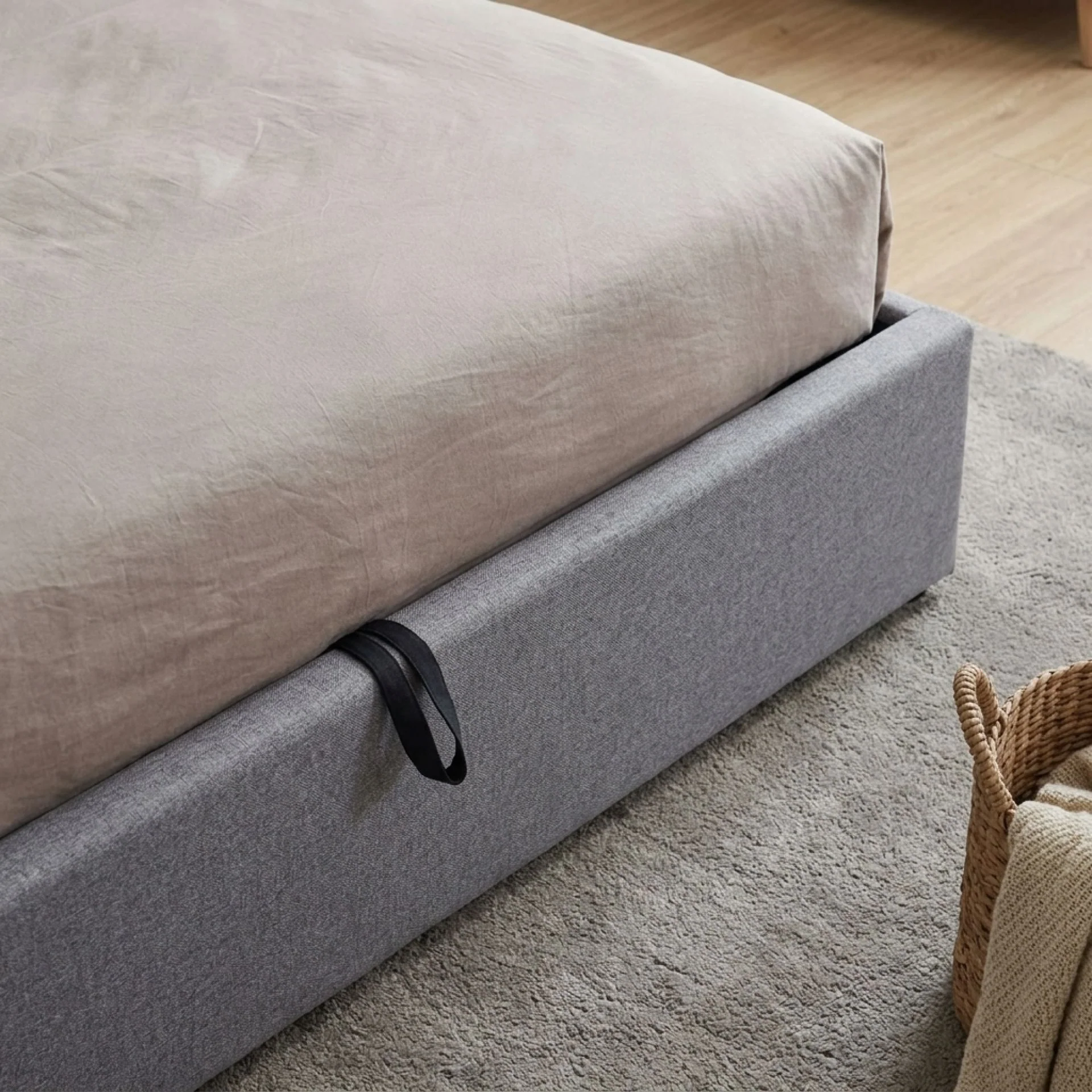 Lureva Linen Queen Gas Lift Bed Frame – Grey - Image 6
