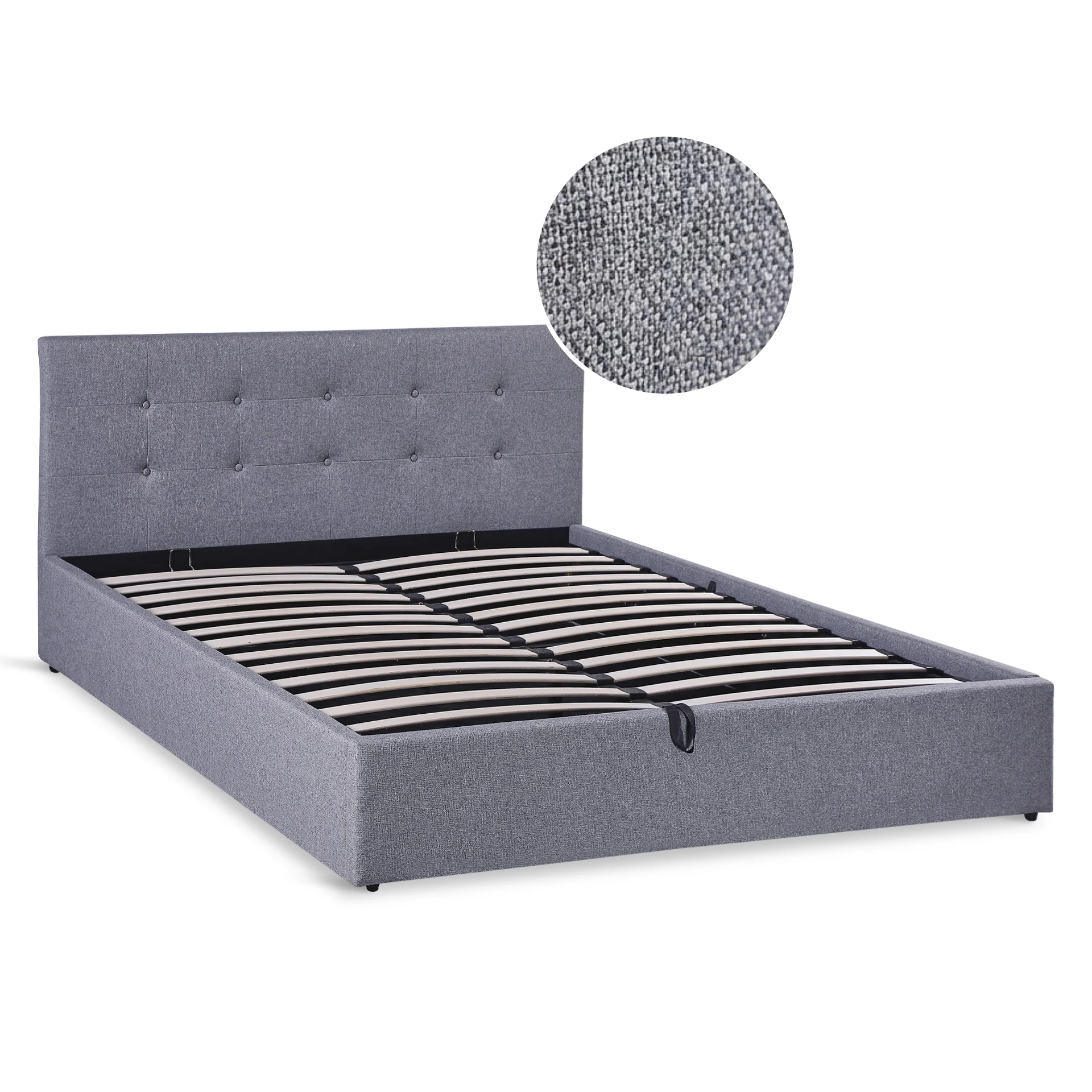 Lureva Linen Queen Gas Lift Bed Frame – Grey - Image 7