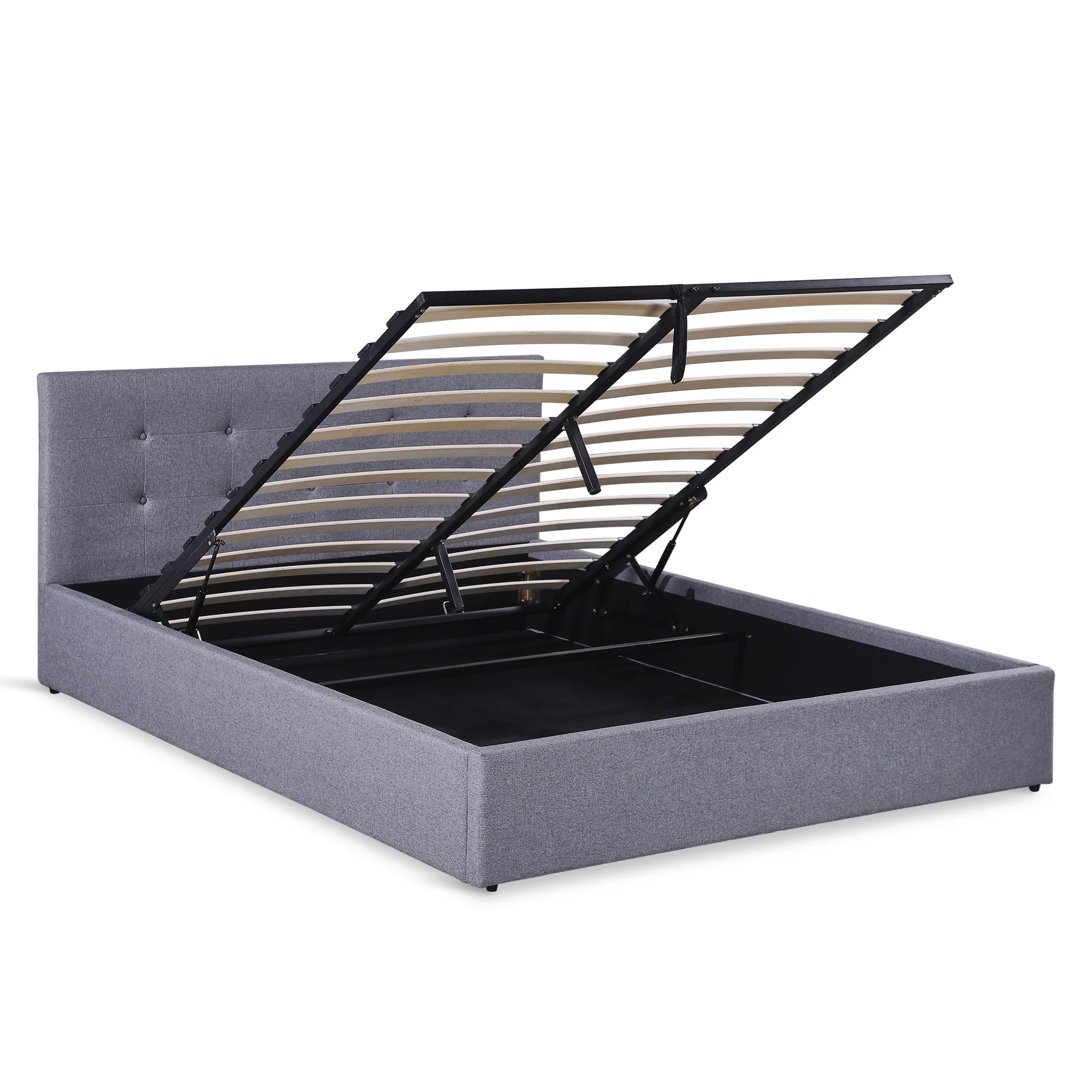 Lureva Linen Queen Gas Lift Bed Frame – Grey - Image 9