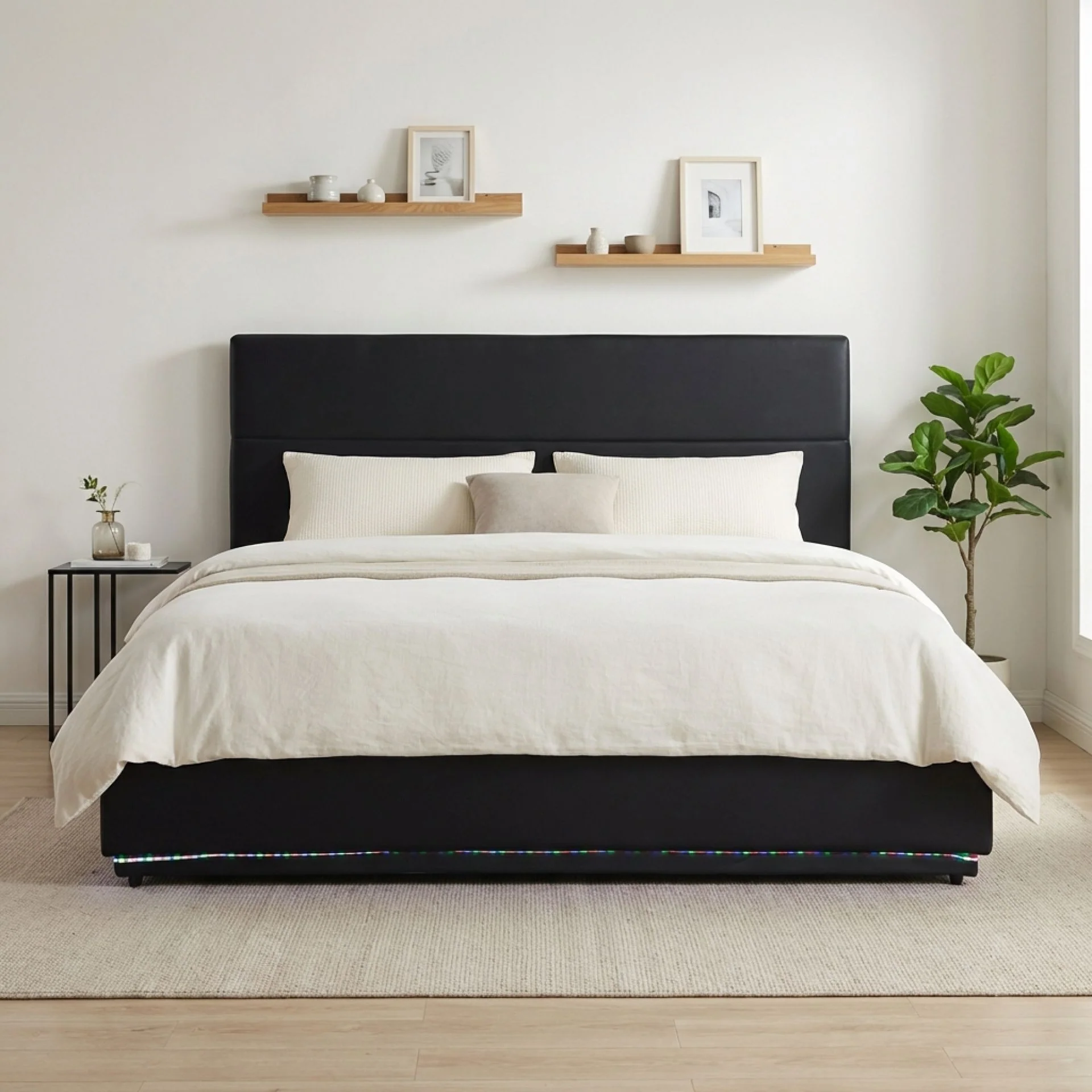 Lumetek PU Queen Gas Lift Bed Frame - Black - Image 3