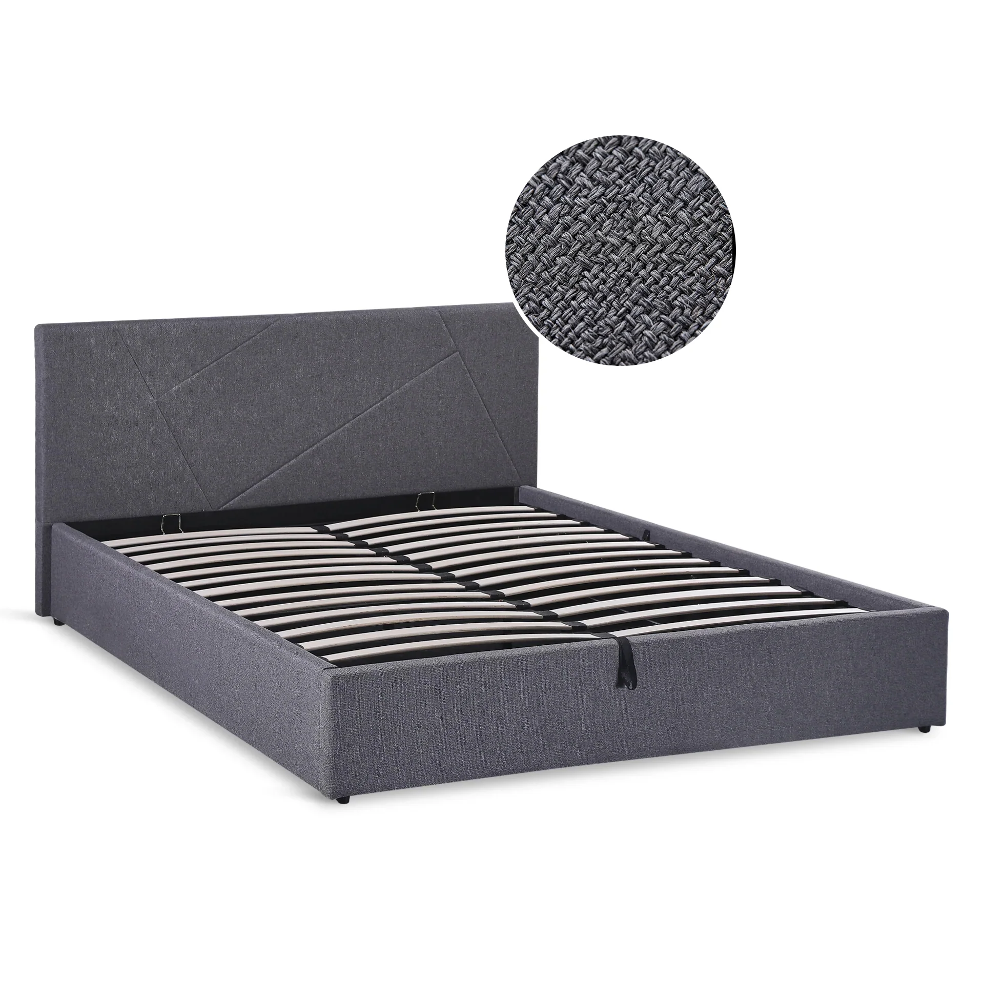 Geova Queen Gas Lift Bed Frame - Dark Grey - Image 7