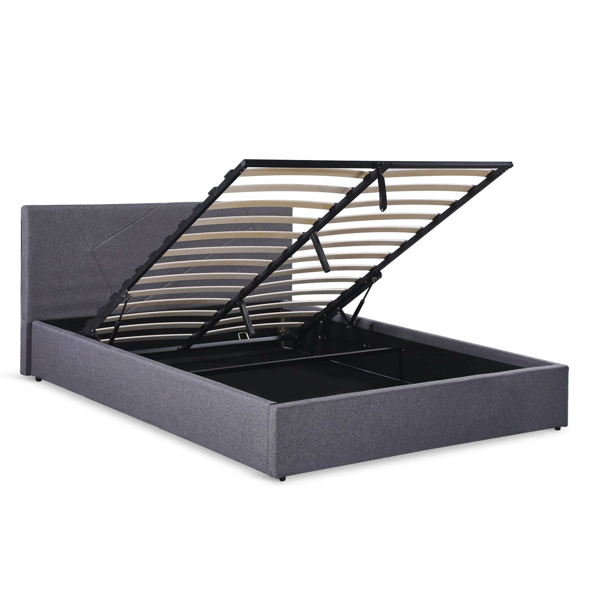 Geova Queen Gas Lift Bed Frame - Dark Grey - Image 9