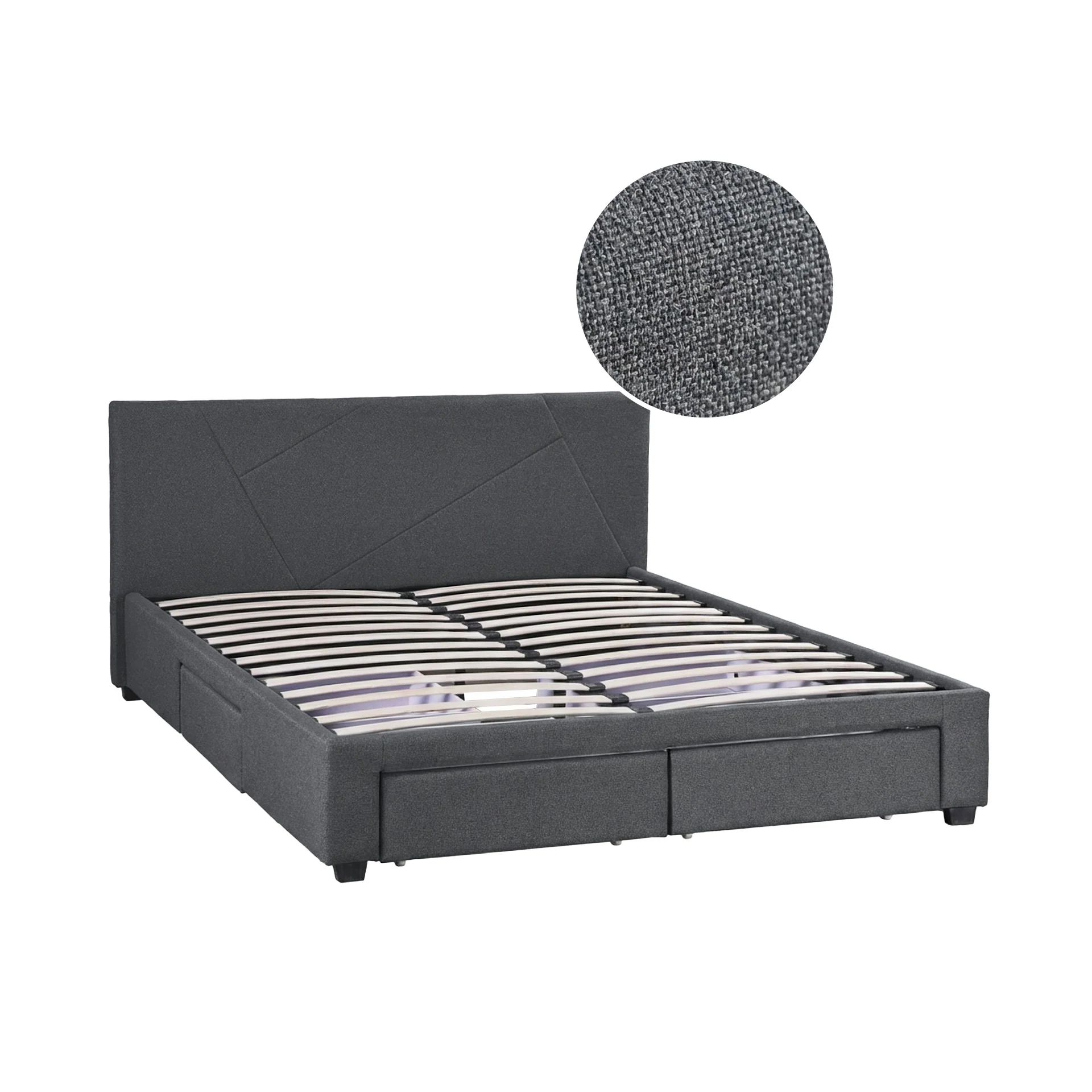 Geolux Queen Bed Frame with 4 Drawers - Dark Grey - Image 7