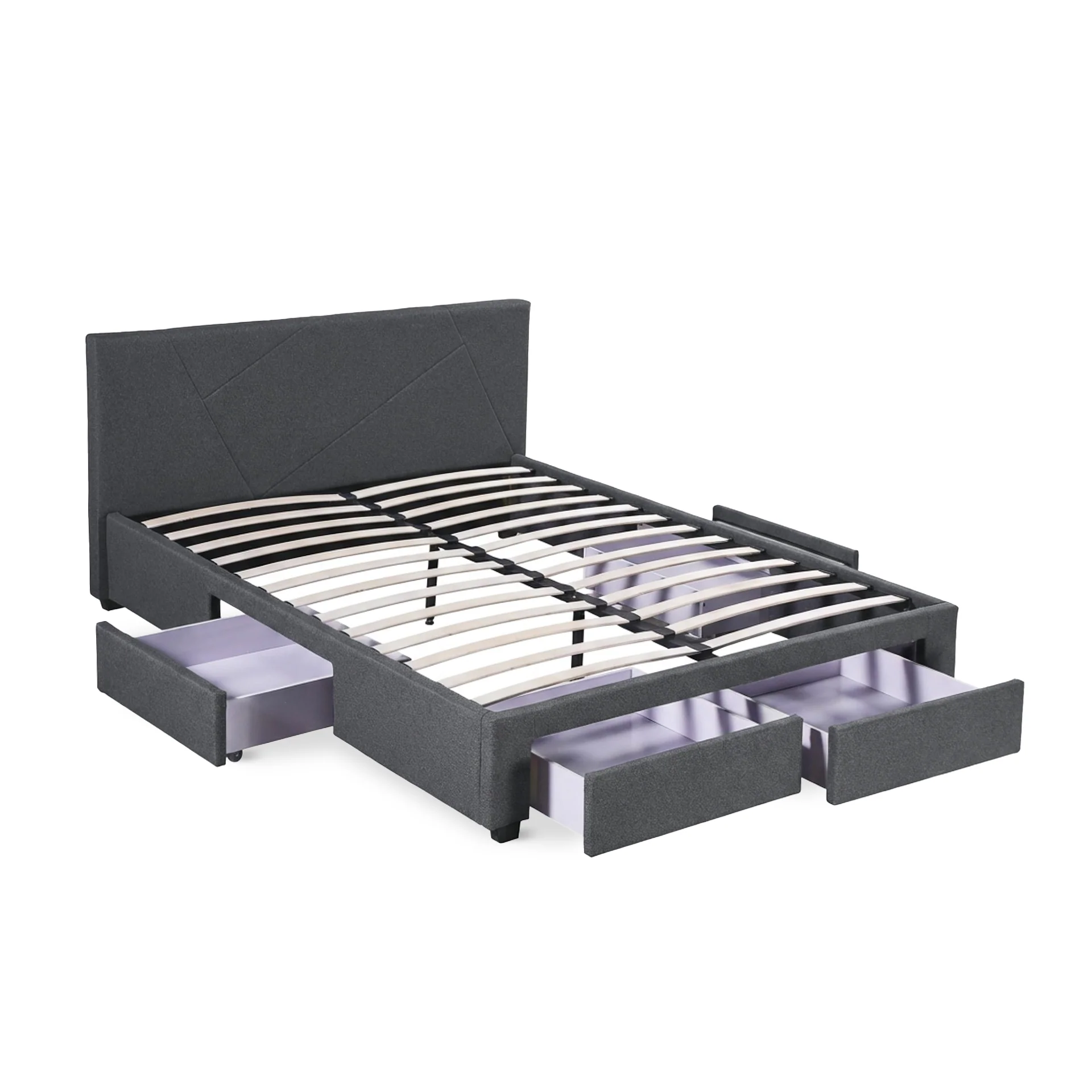 Geolux Queen Bed Frame with 4 Drawers - Dark Grey - Image 9