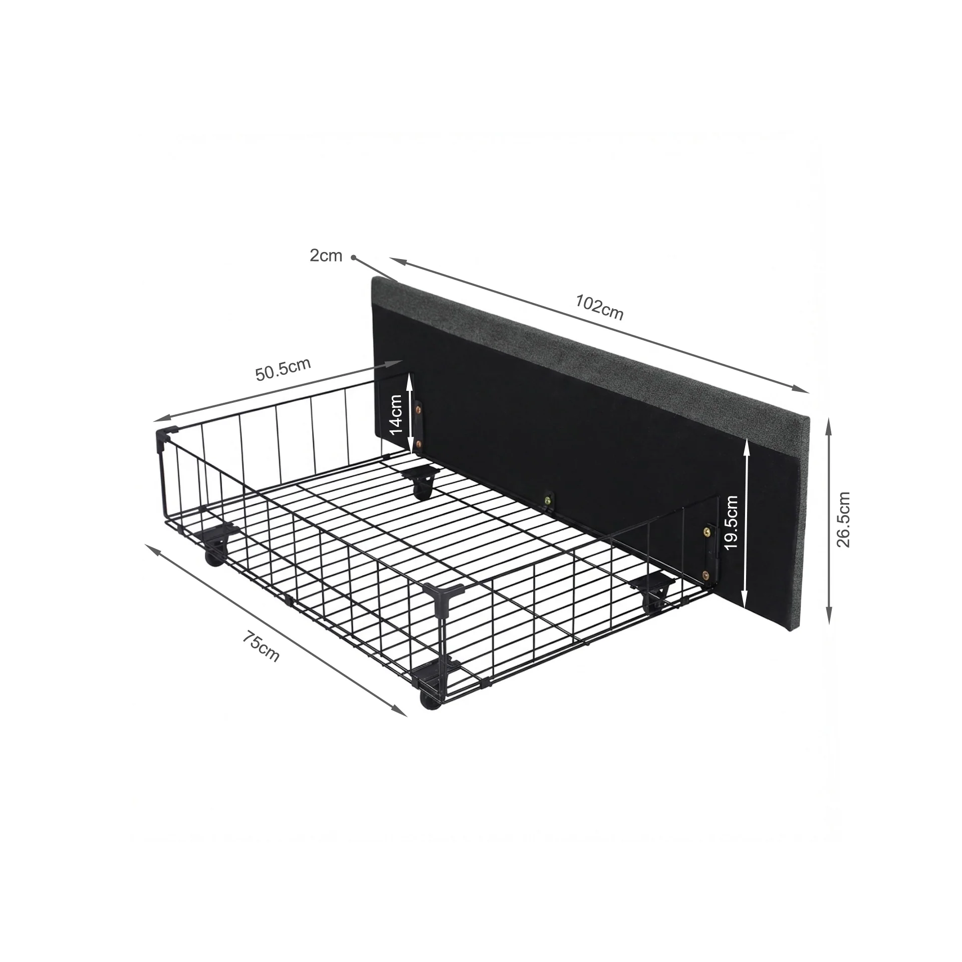 Wireva Linen Queen Bed Frame With 4 Drawers - Dark Grey - Image 10