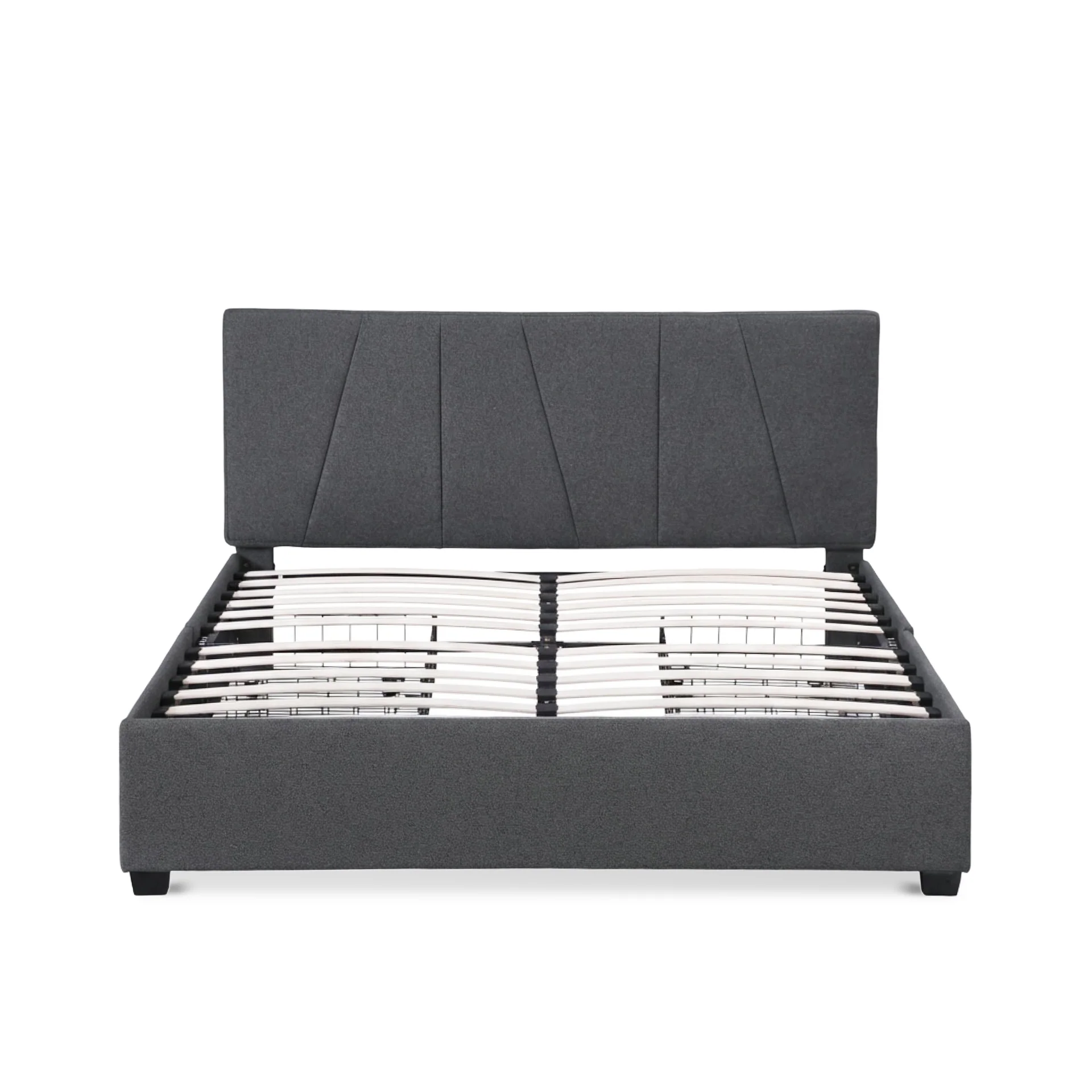 Wireva Linen Queen Bed Frame With 4 Drawers - Dark Grey - Image 7