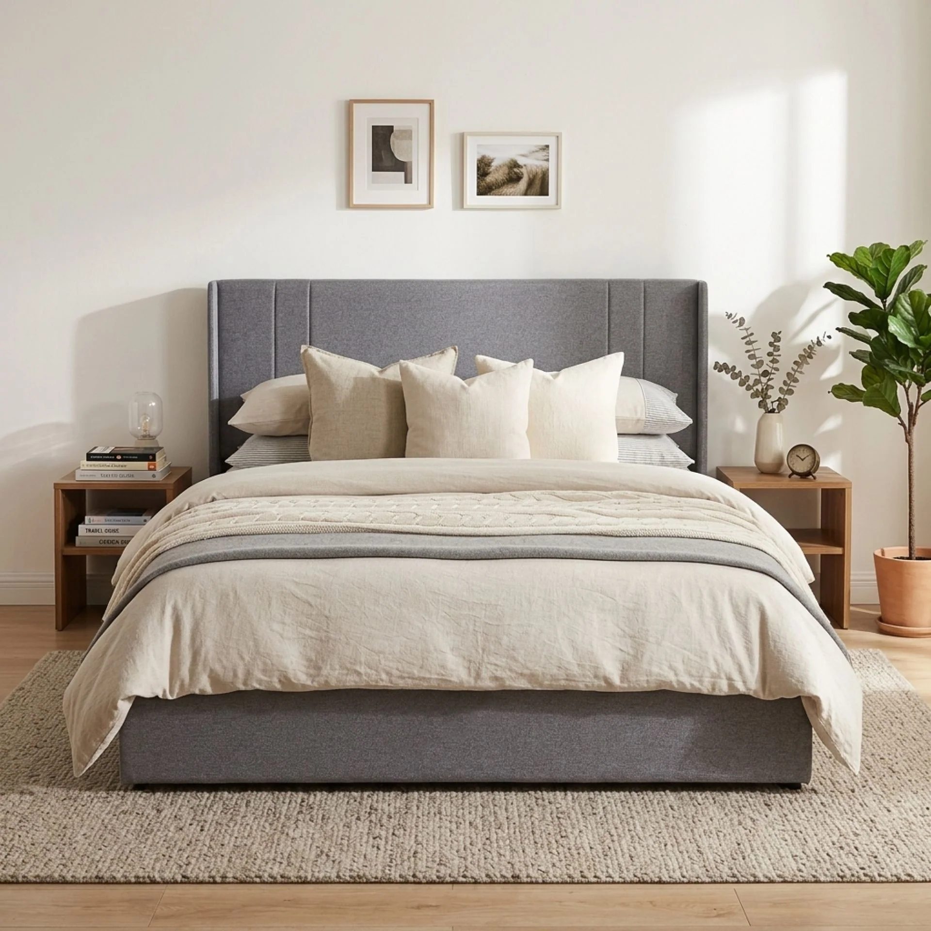 Arvya Queen Gas Lift Bed Frame – Light Grey - Image 3