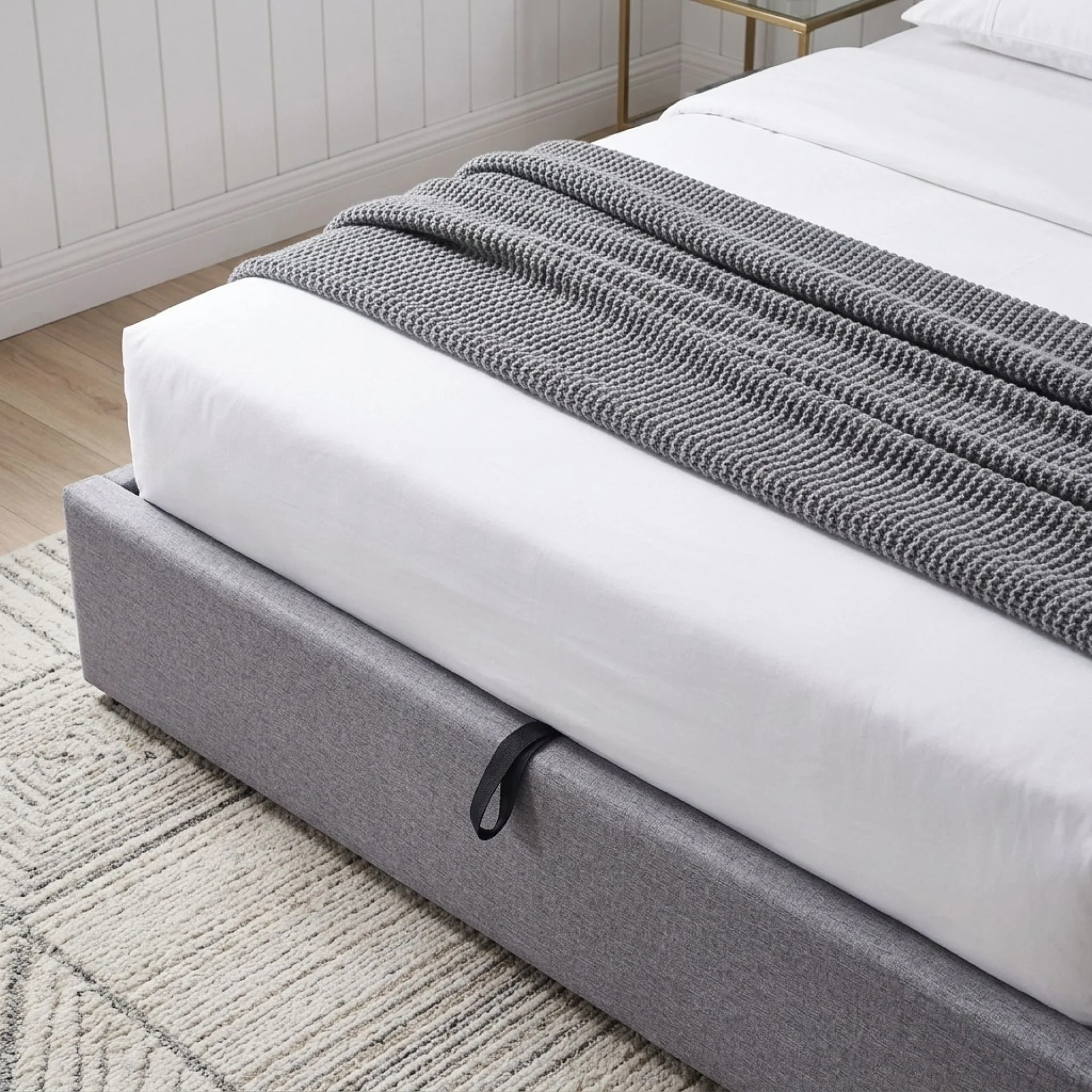 Arvya Queen Gas Lift Bed Frame – Light Grey - Image 7