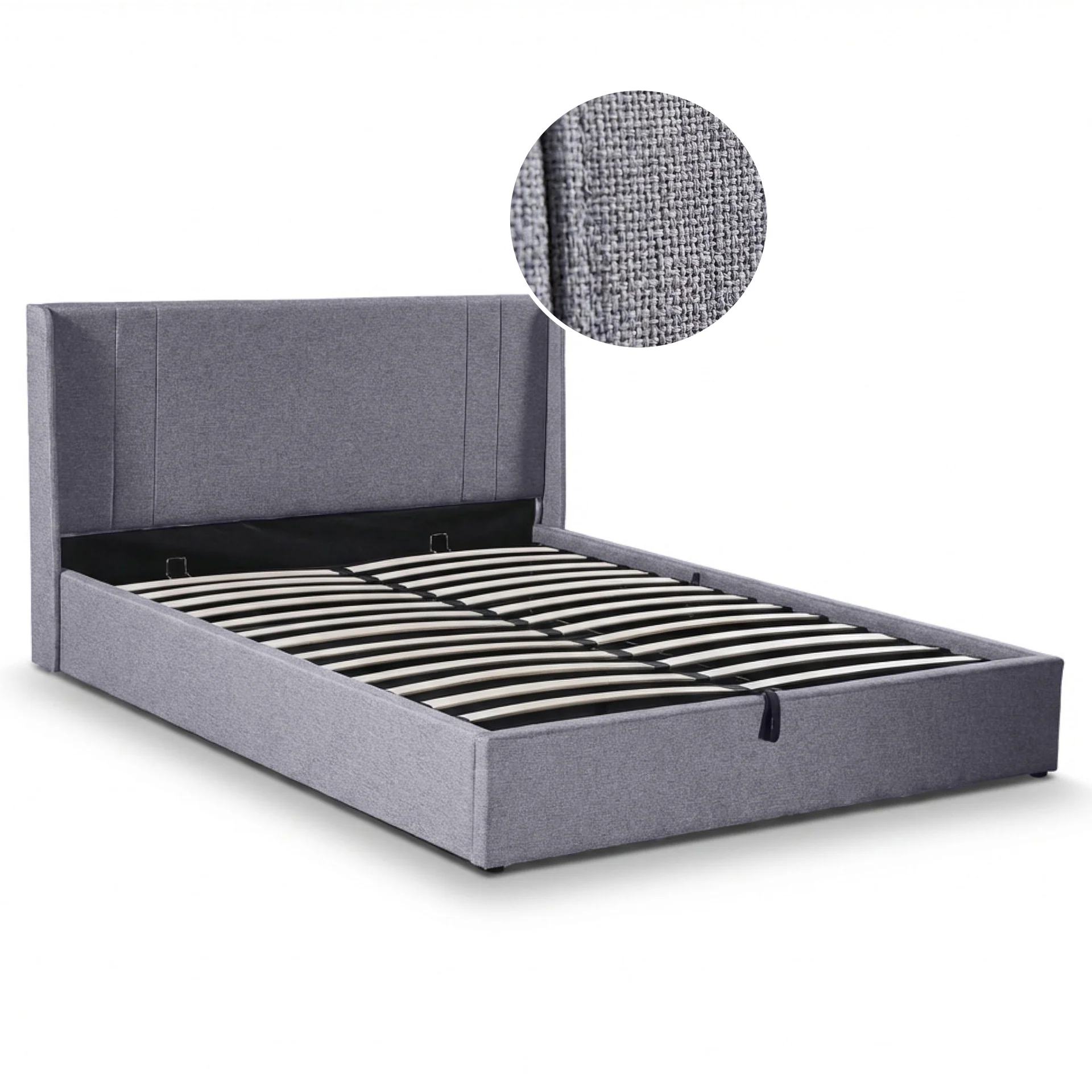 Arvya Queen Gas Lift Bed Frame – Light Grey - Image 9