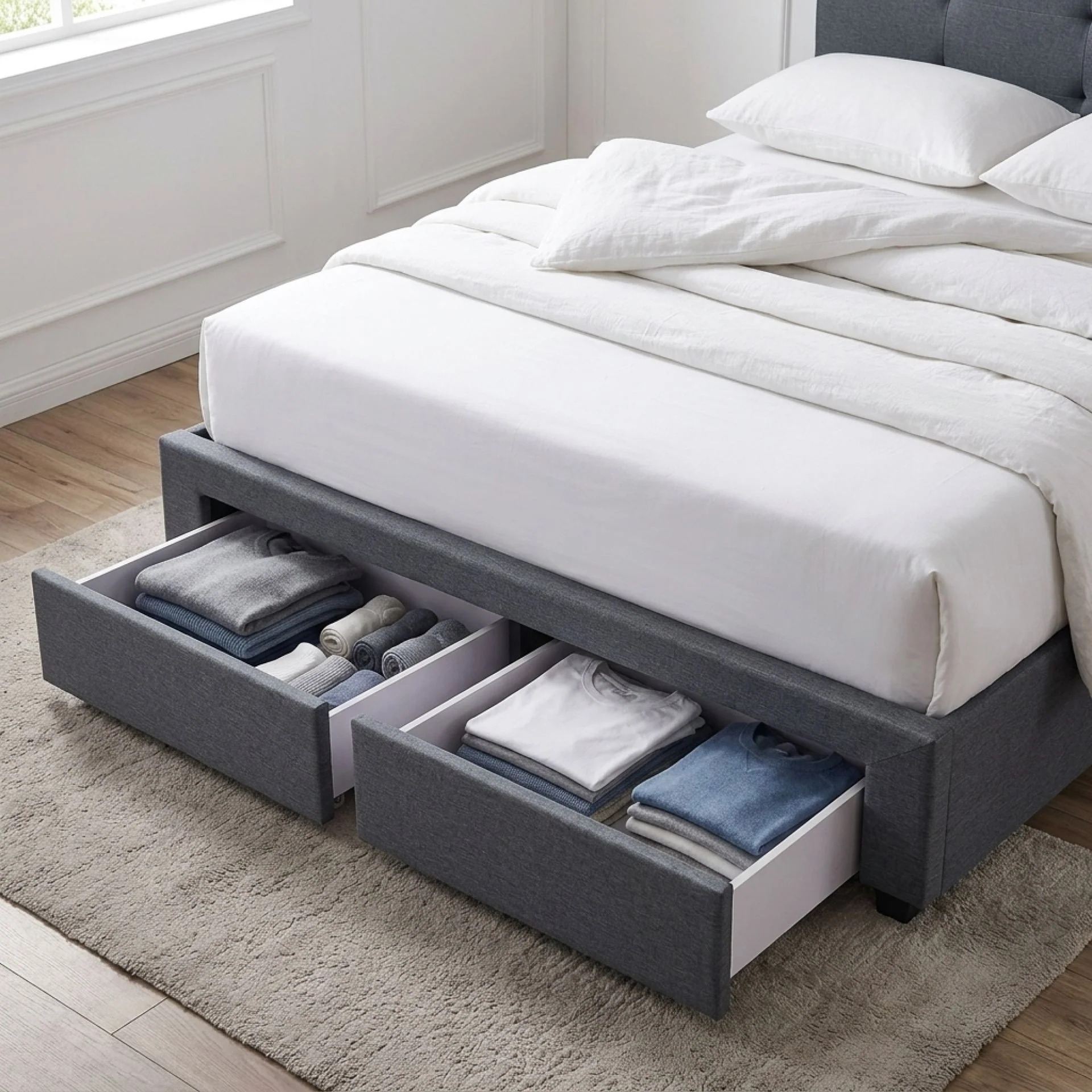 Tuffen Queen Bed Frame with 4 Drawers – Grey - Image 6