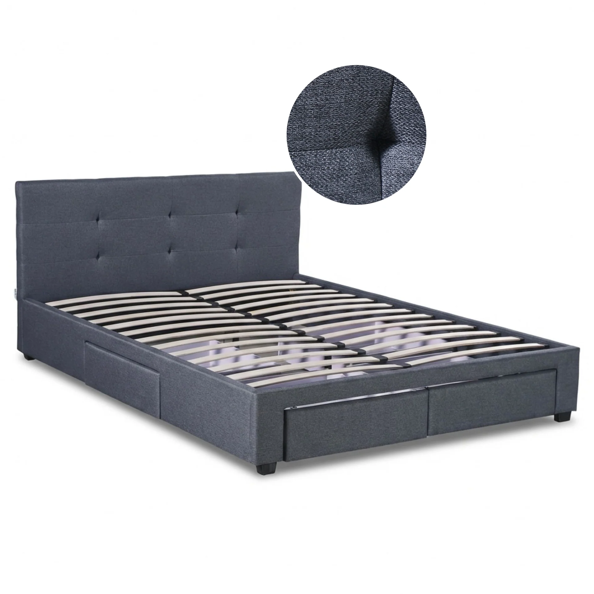 Tuffen Queen Bed Frame with 4 Drawers – Grey - Image 7