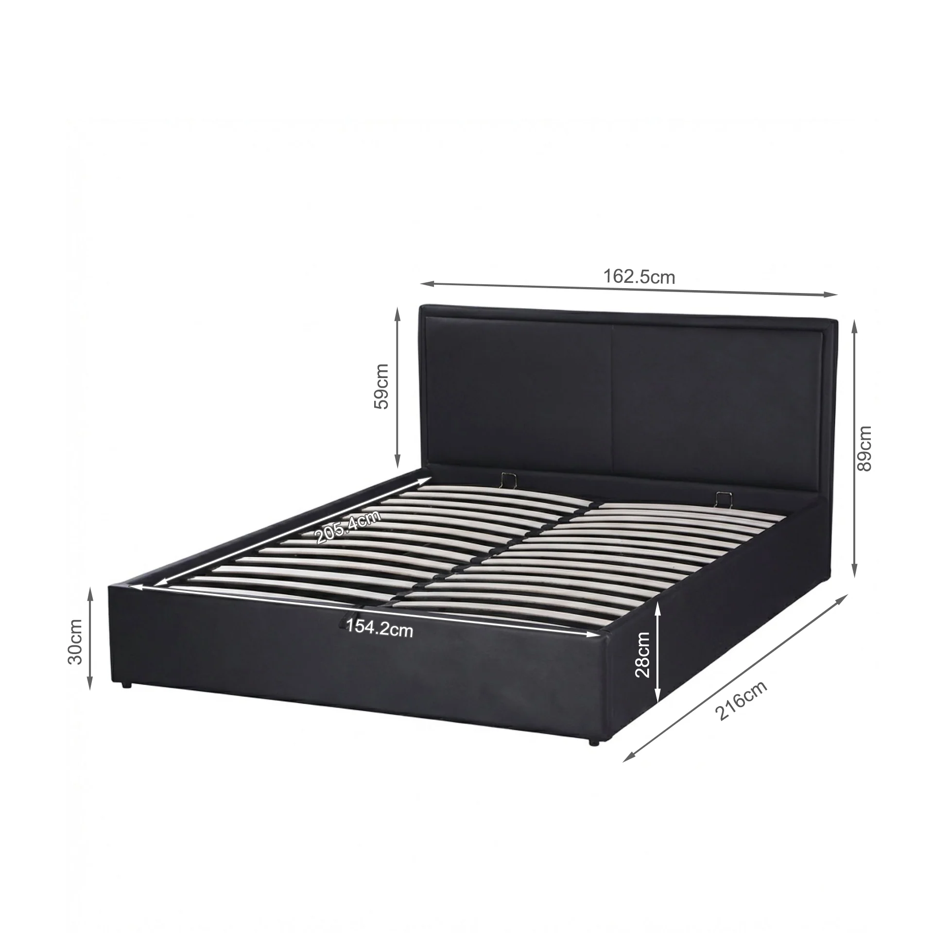 Panelux Queen Gas Lift Bed Frame - Black - Image 12