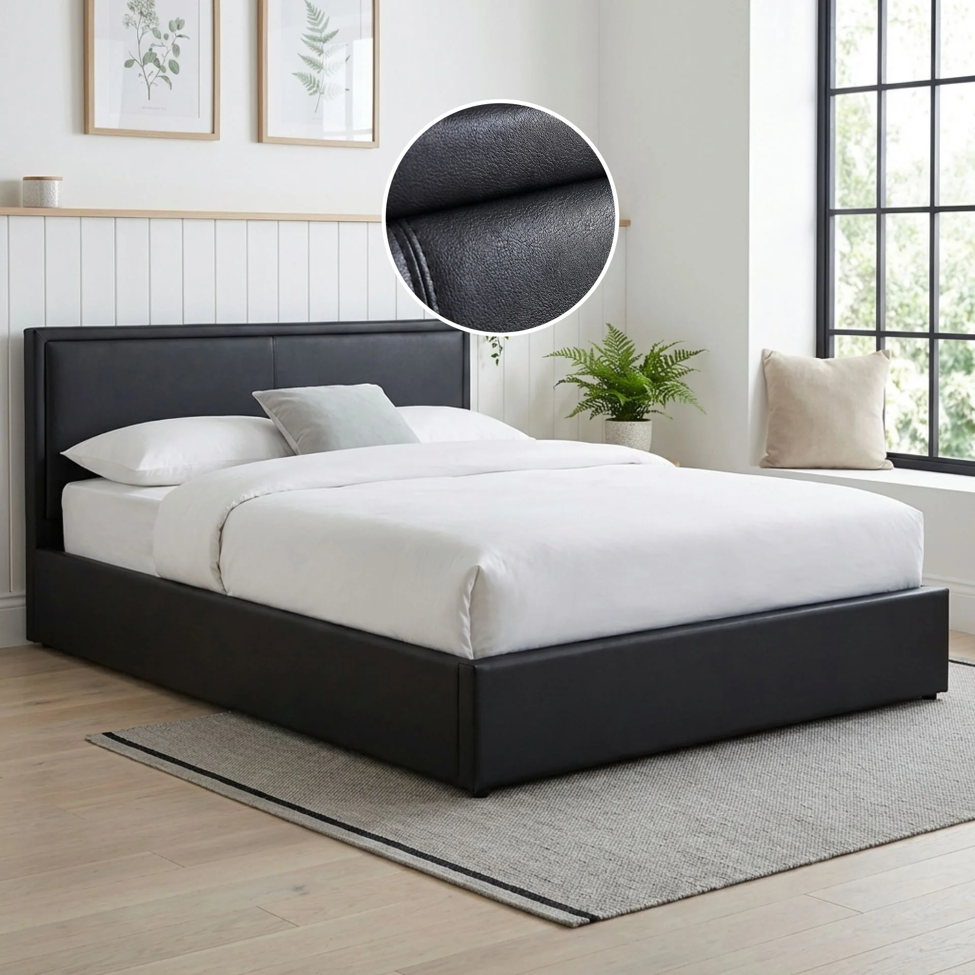 Panelux Queen Gas Lift Bed Frame - Black - Image 2