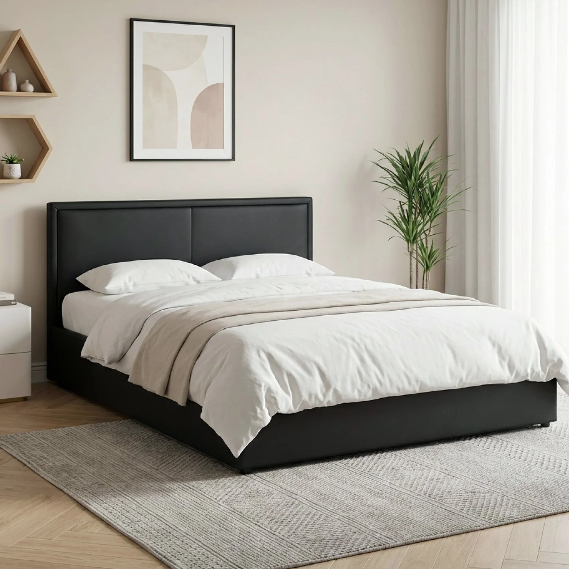 Panelux Queen Gas Lift Bed Frame - Black - Image 4