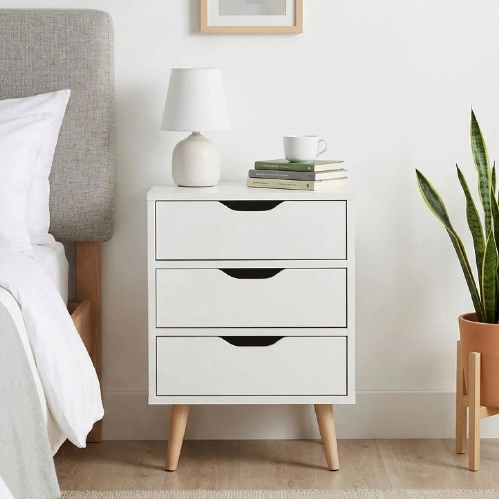Drew Bedside Table - Maple &amp; White - Image 3