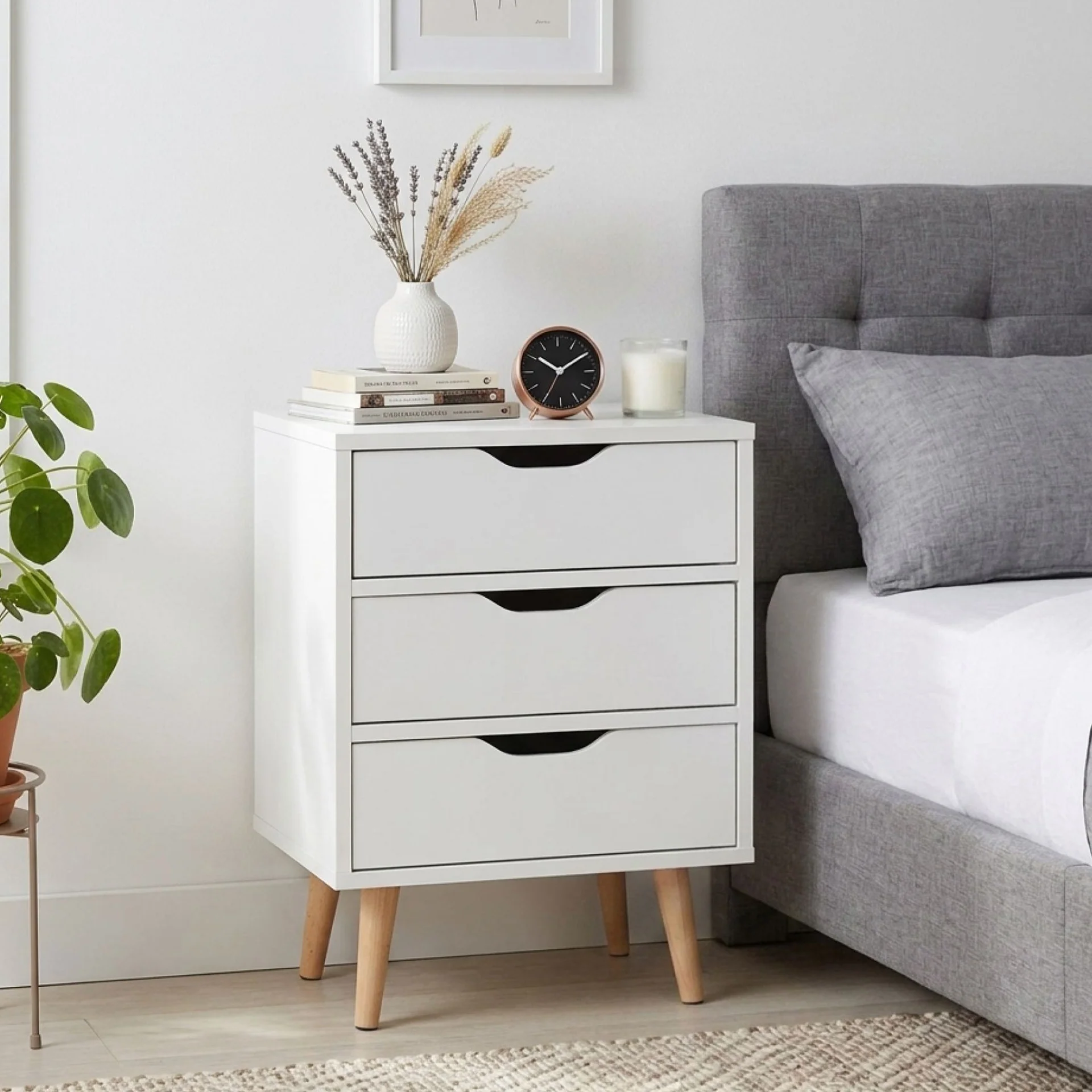 Drew Bedside Table - Maple &amp; White - Image 4