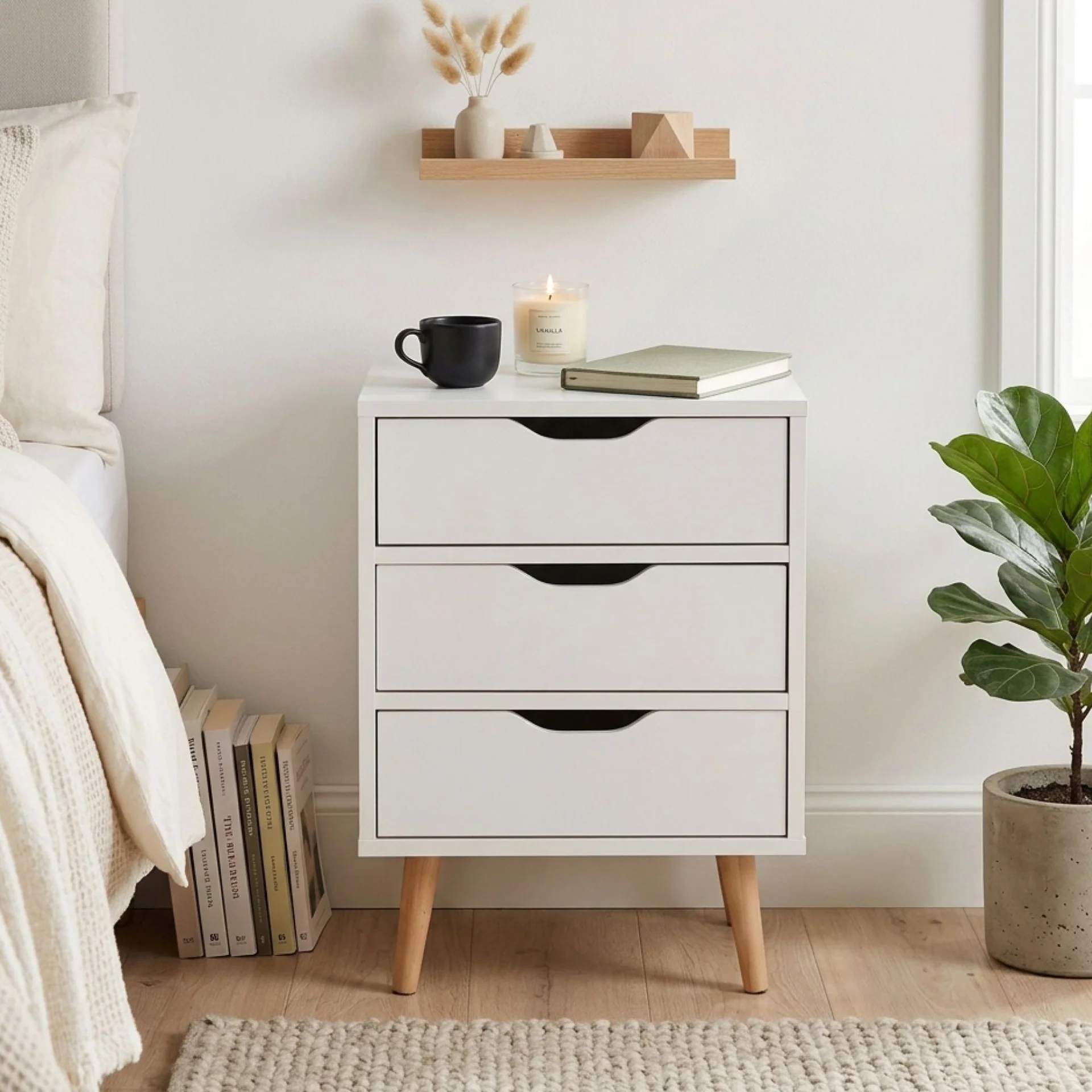 Drew Bedside Table - Maple &amp; White - Image 5
