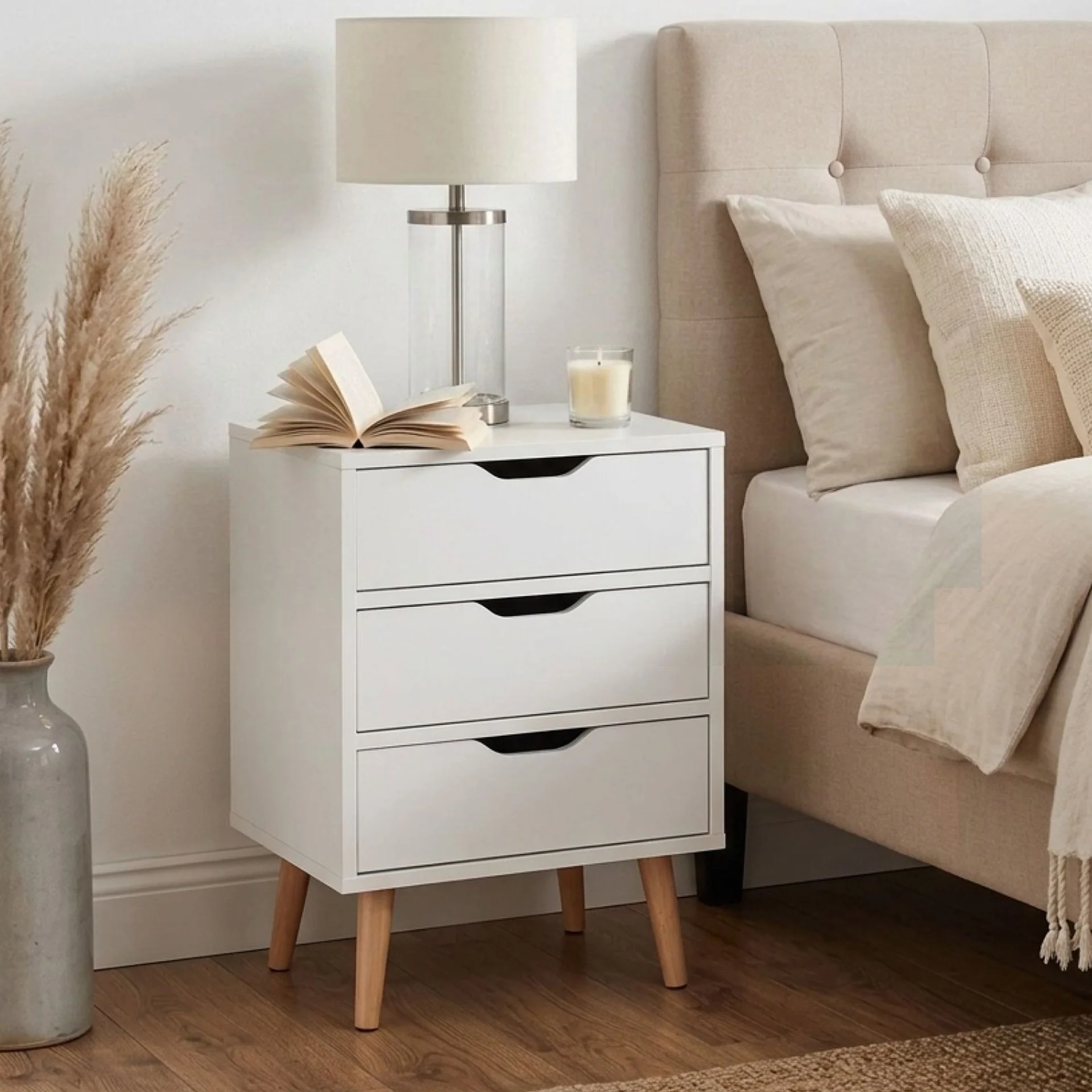 Drew Bedside Table - Maple &amp; White - Image 6