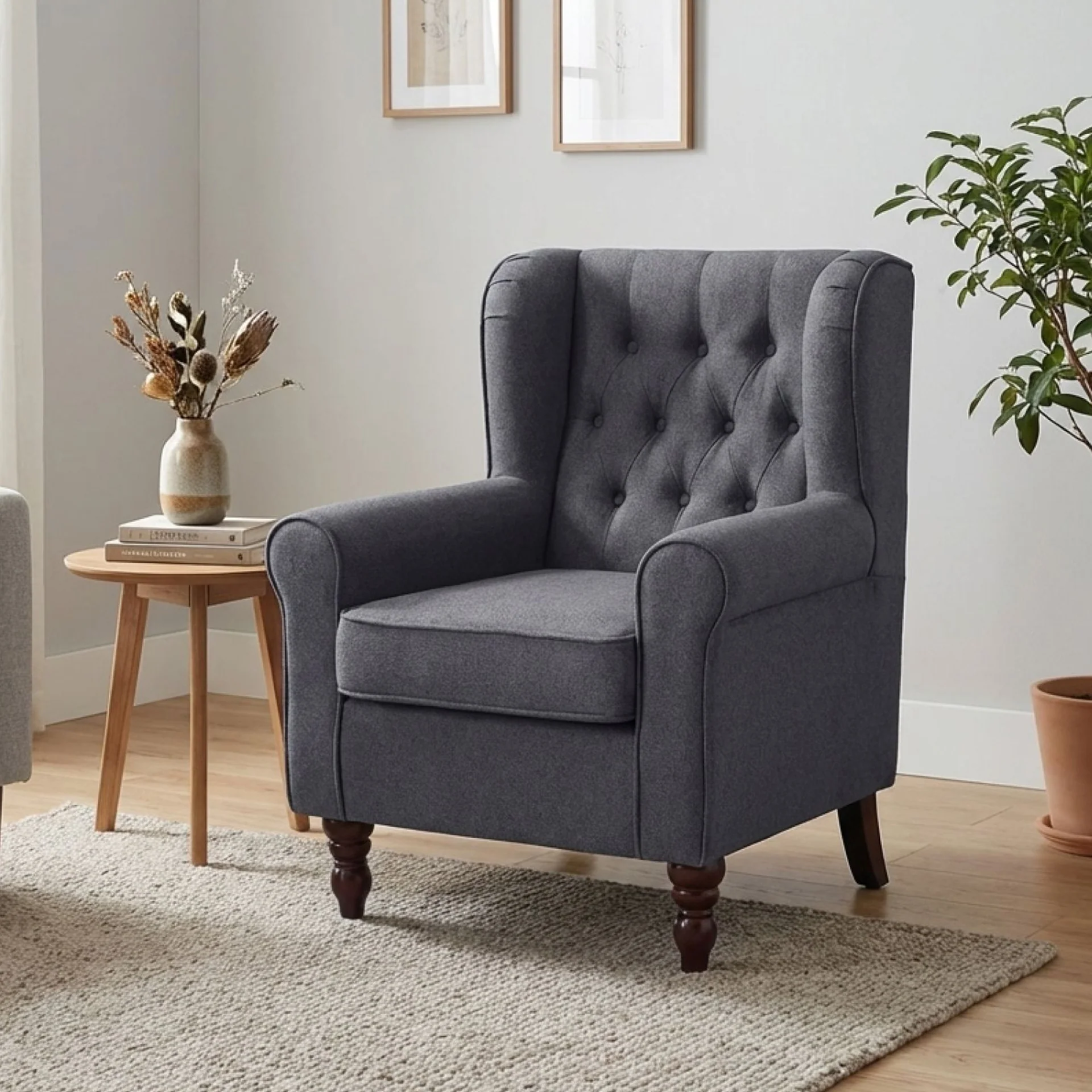 Windsor Linen Armchair - Light Grey