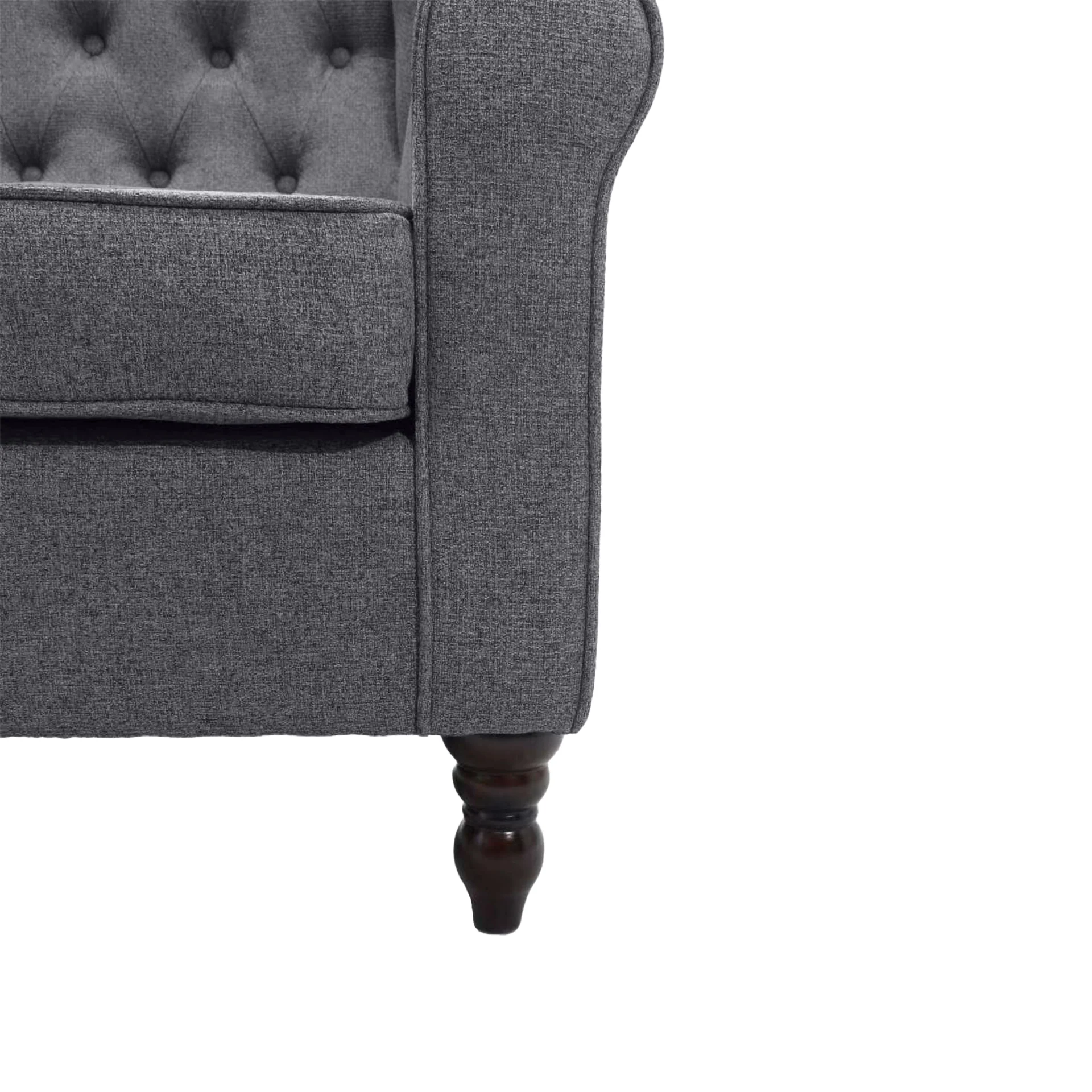 Windsor Linen Armchair - Light Grey - Image 13