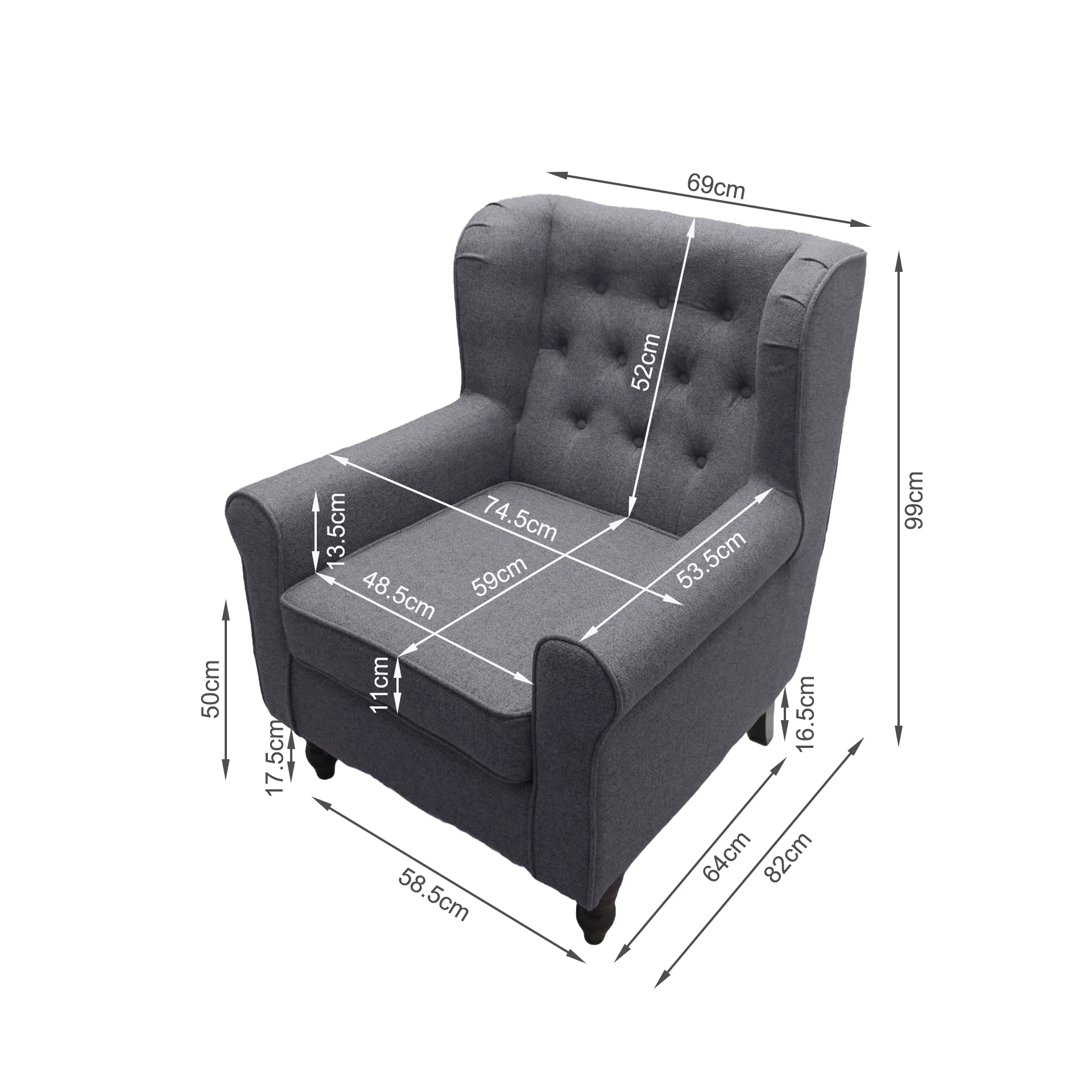 Windsor Linen Armchair - Light Grey - Image 15