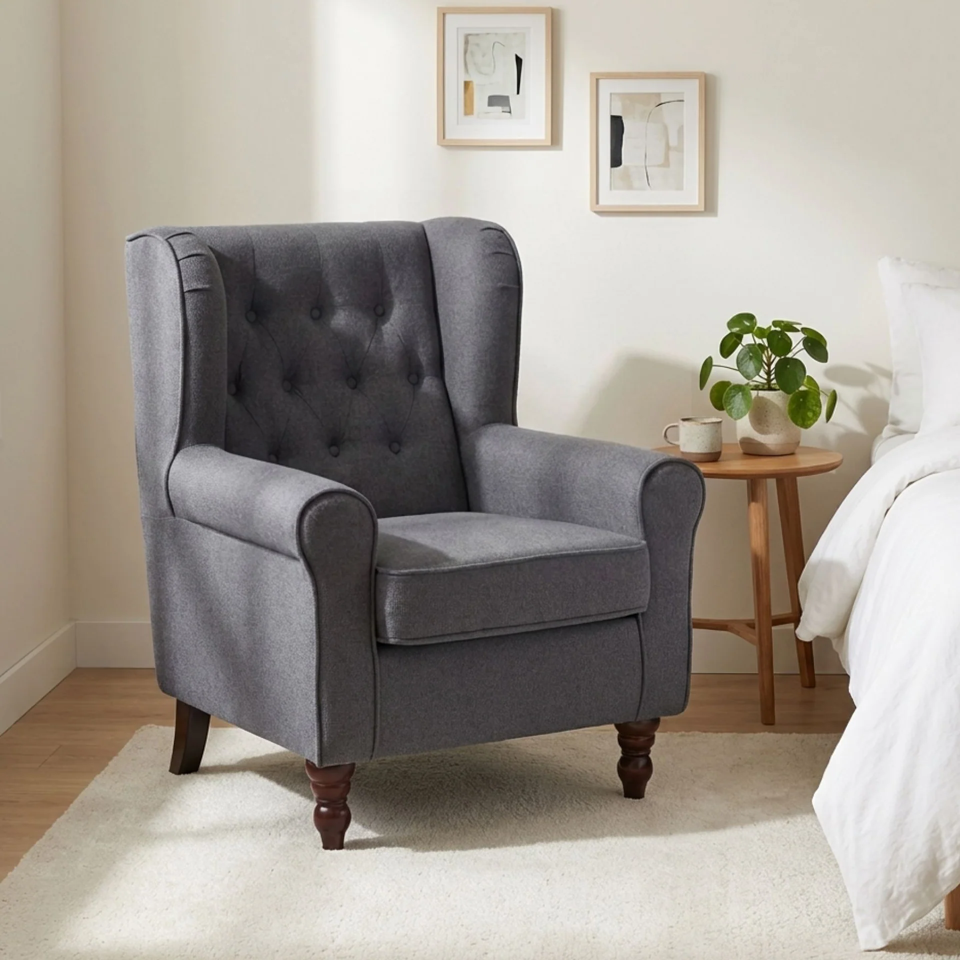 Windsor Linen Armchair - Light Grey - Image 6