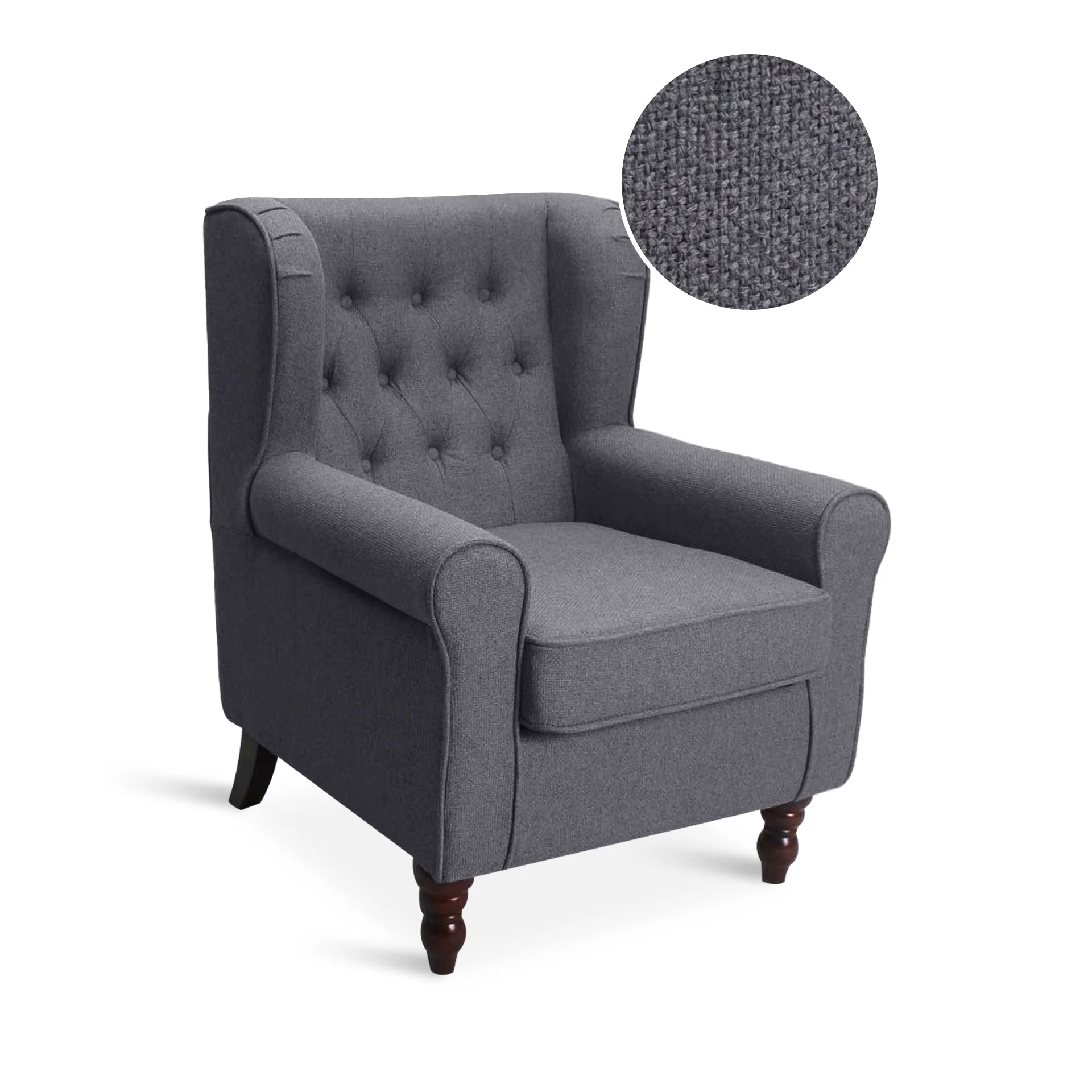 Windsor Linen Armchair - Light Grey - Image 7