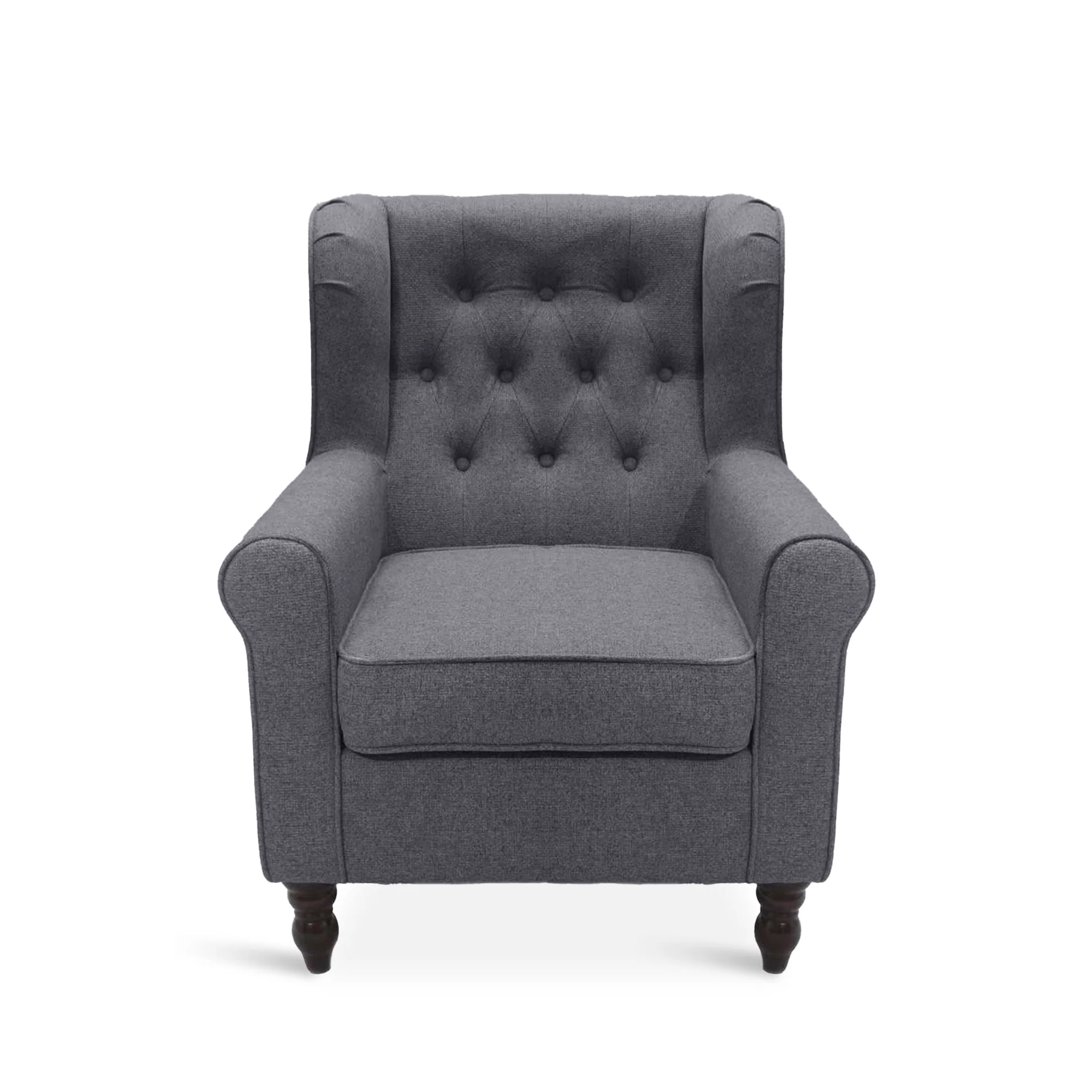 Windsor Linen Armchair - Light Grey - Image 8