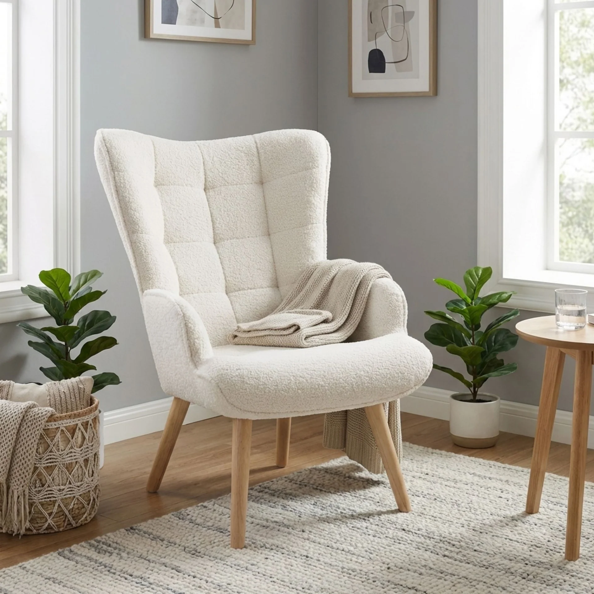 Airi Boucle Armchair - White - Image 6