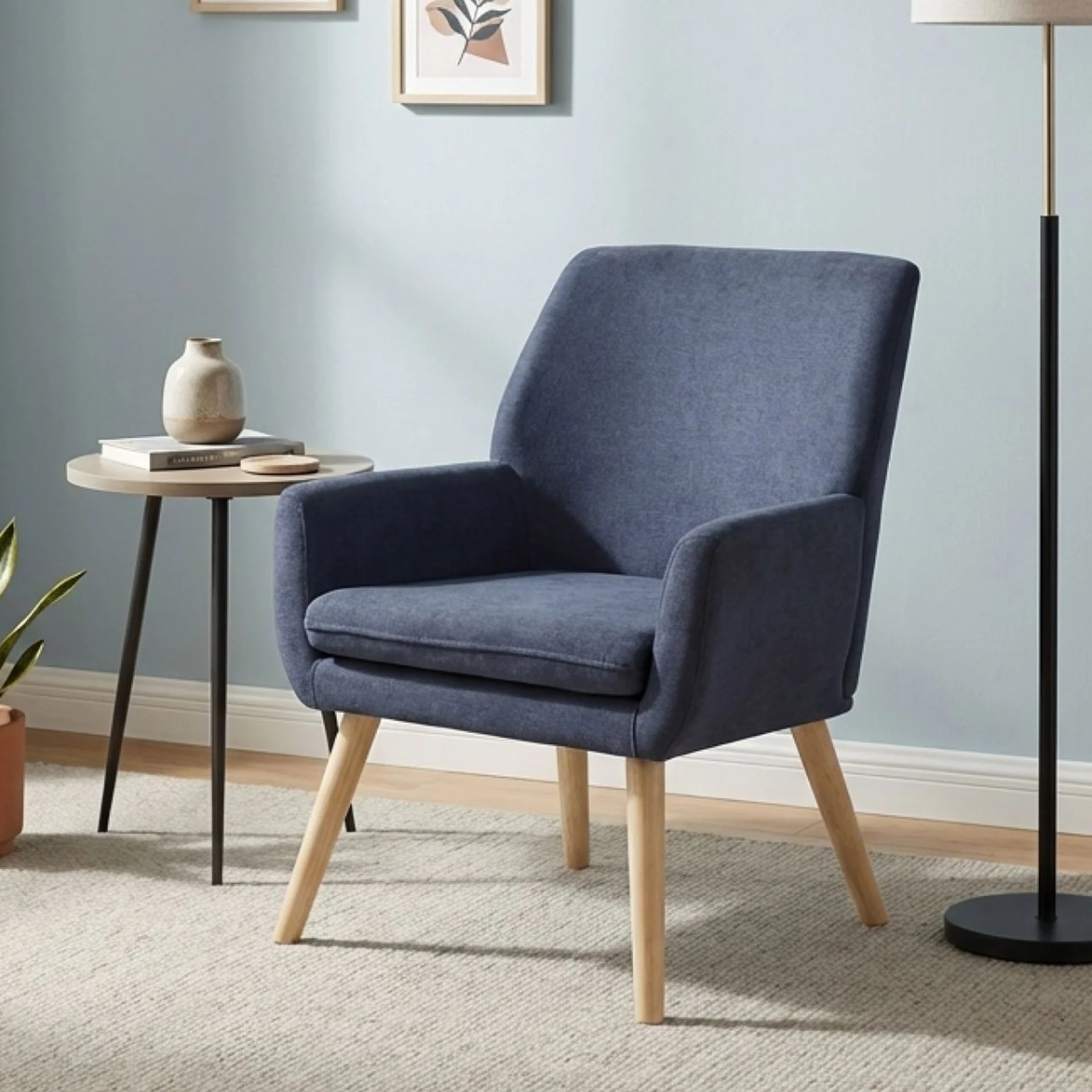 Aden Linen Armchair - Blue