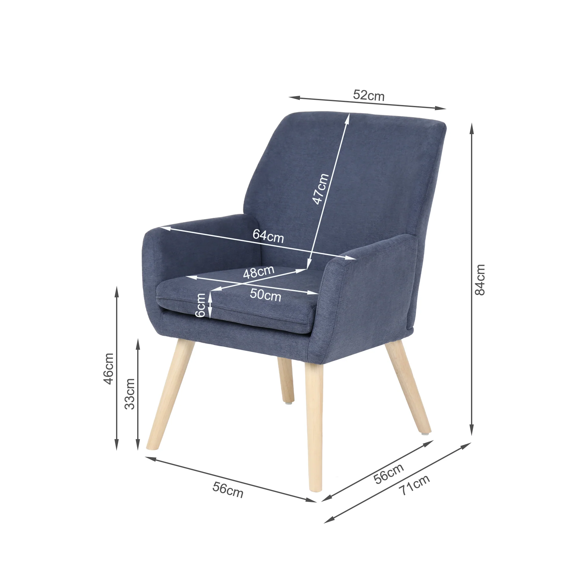 Aden Linen Armchair - Blue - Image 11