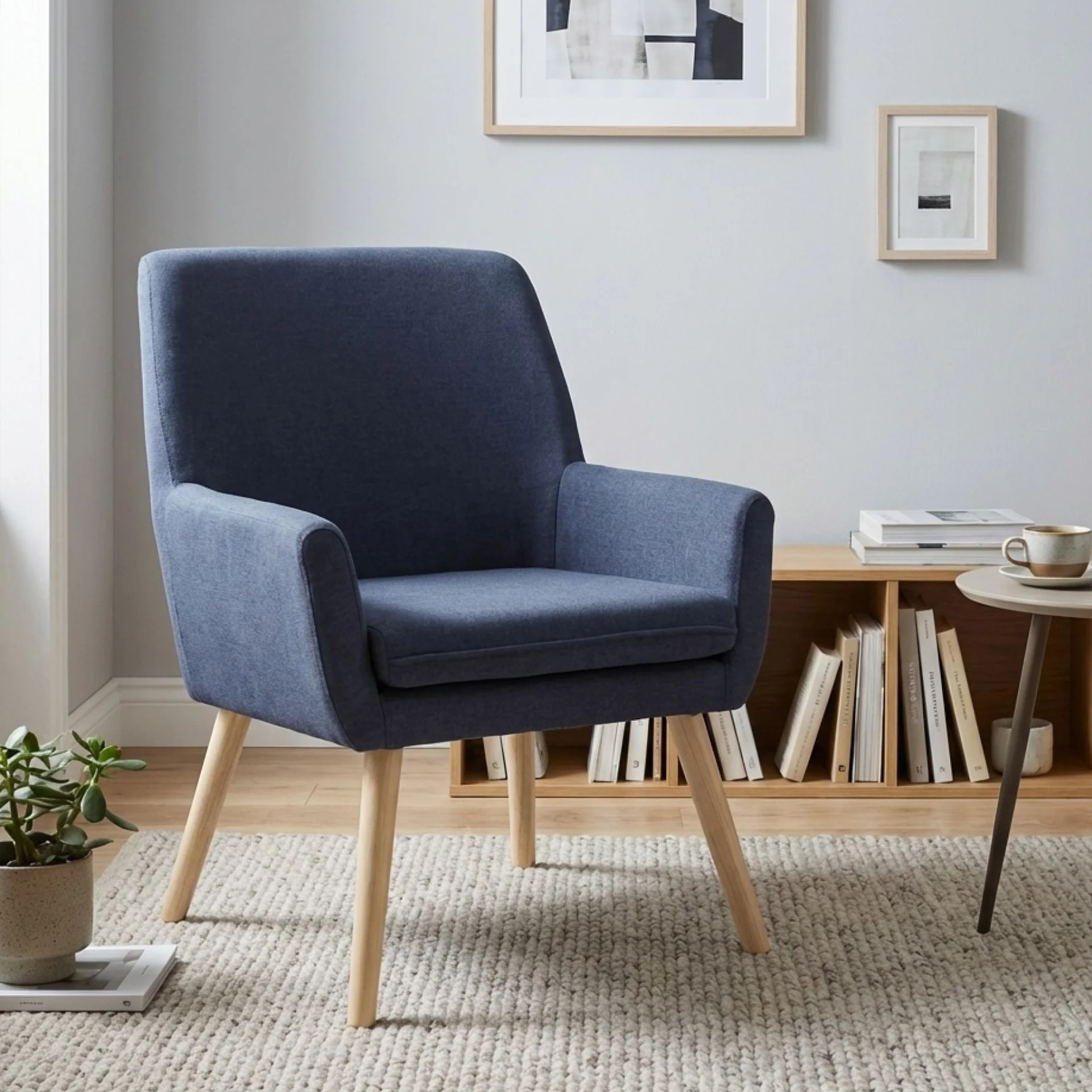 Aden Linen Armchair - Blue - Image 3