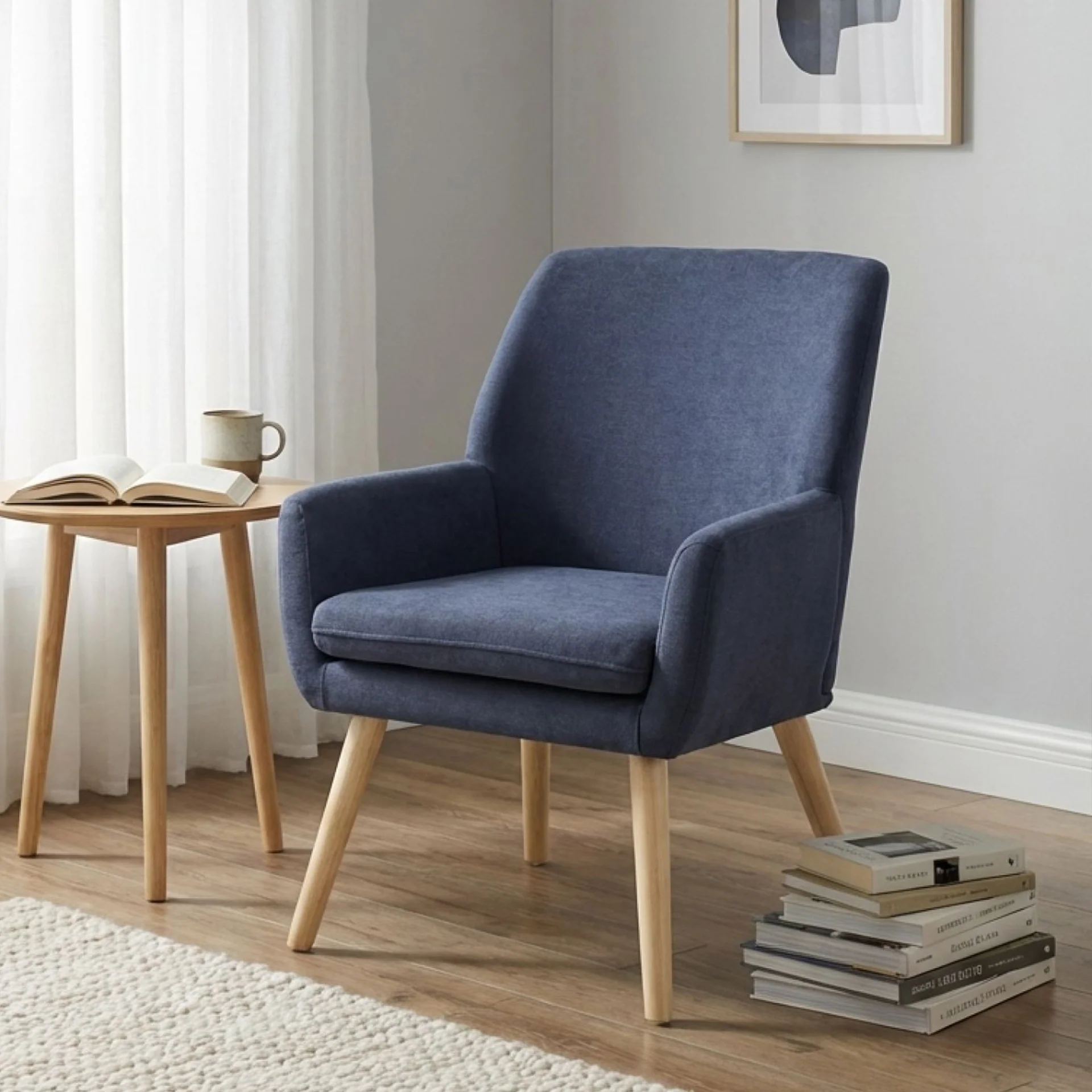Aden Linen Armchair - Blue - Image 4