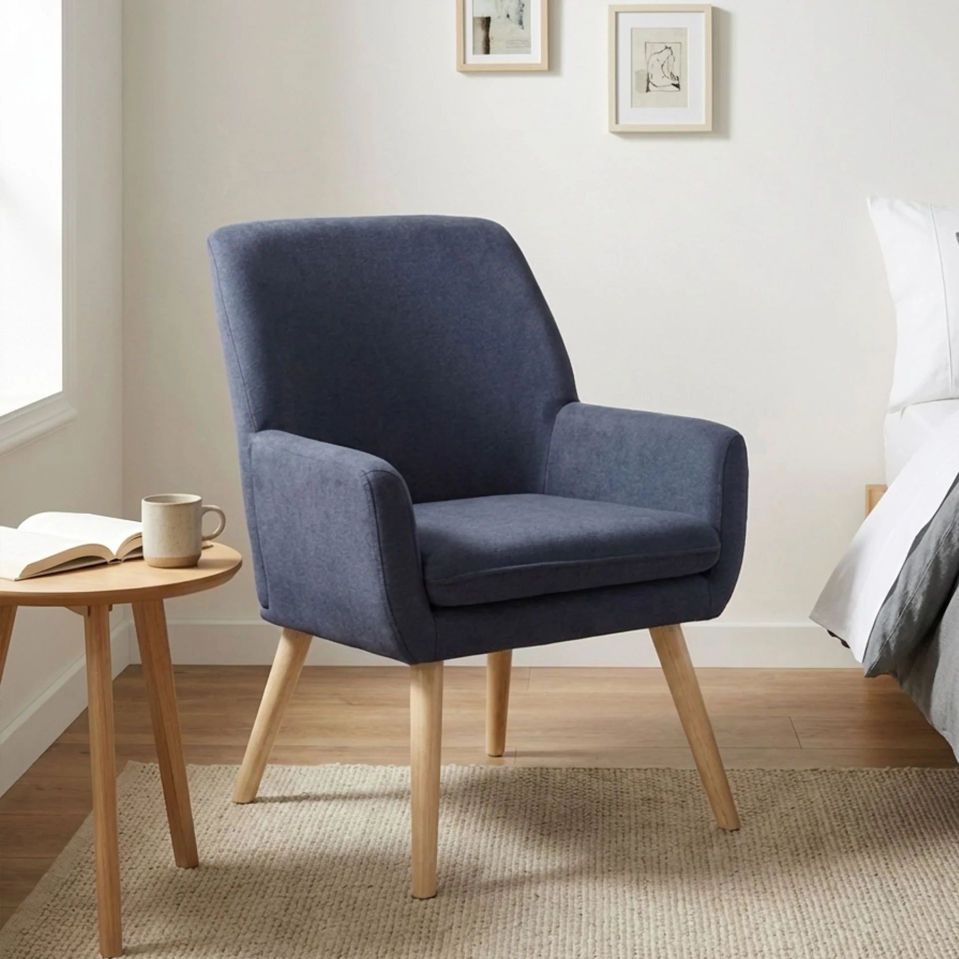 Aden Linen Armchair - Blue - Image 6