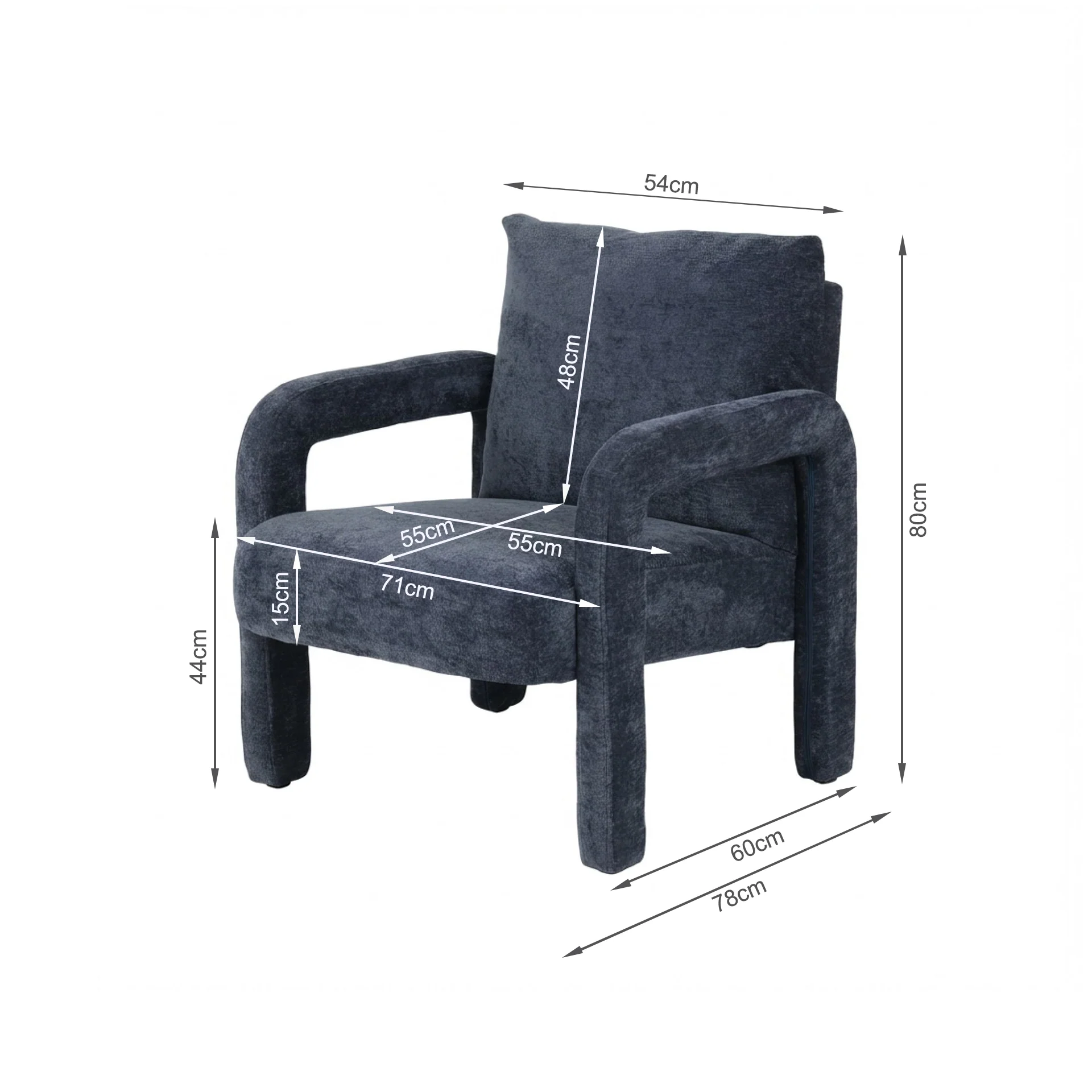 Modo Velvet Armchair - Navy Blue - Image 10
