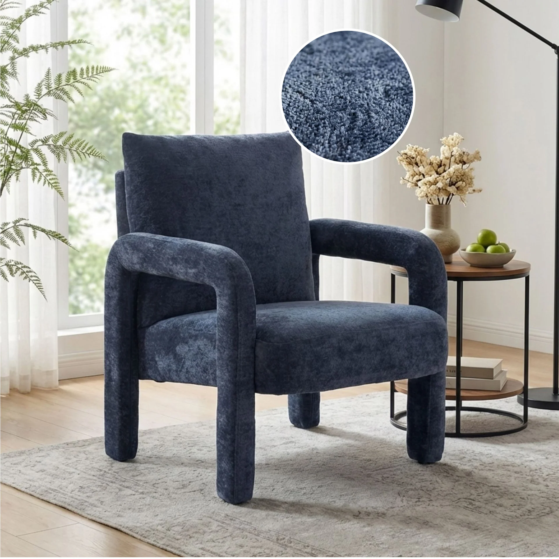 Modo Velvet Armchair - Navy Blue - Image 2