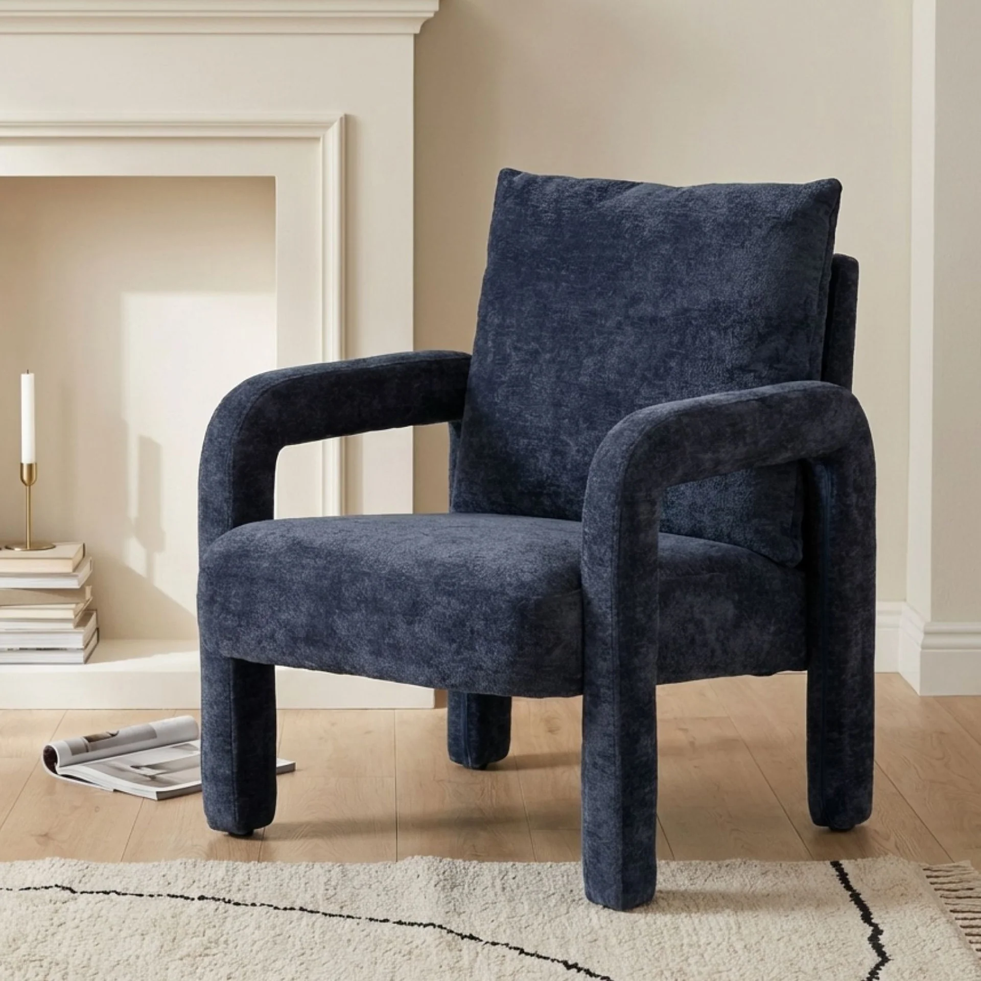 Modo Velvet Armchair - Navy Blue - Image 3