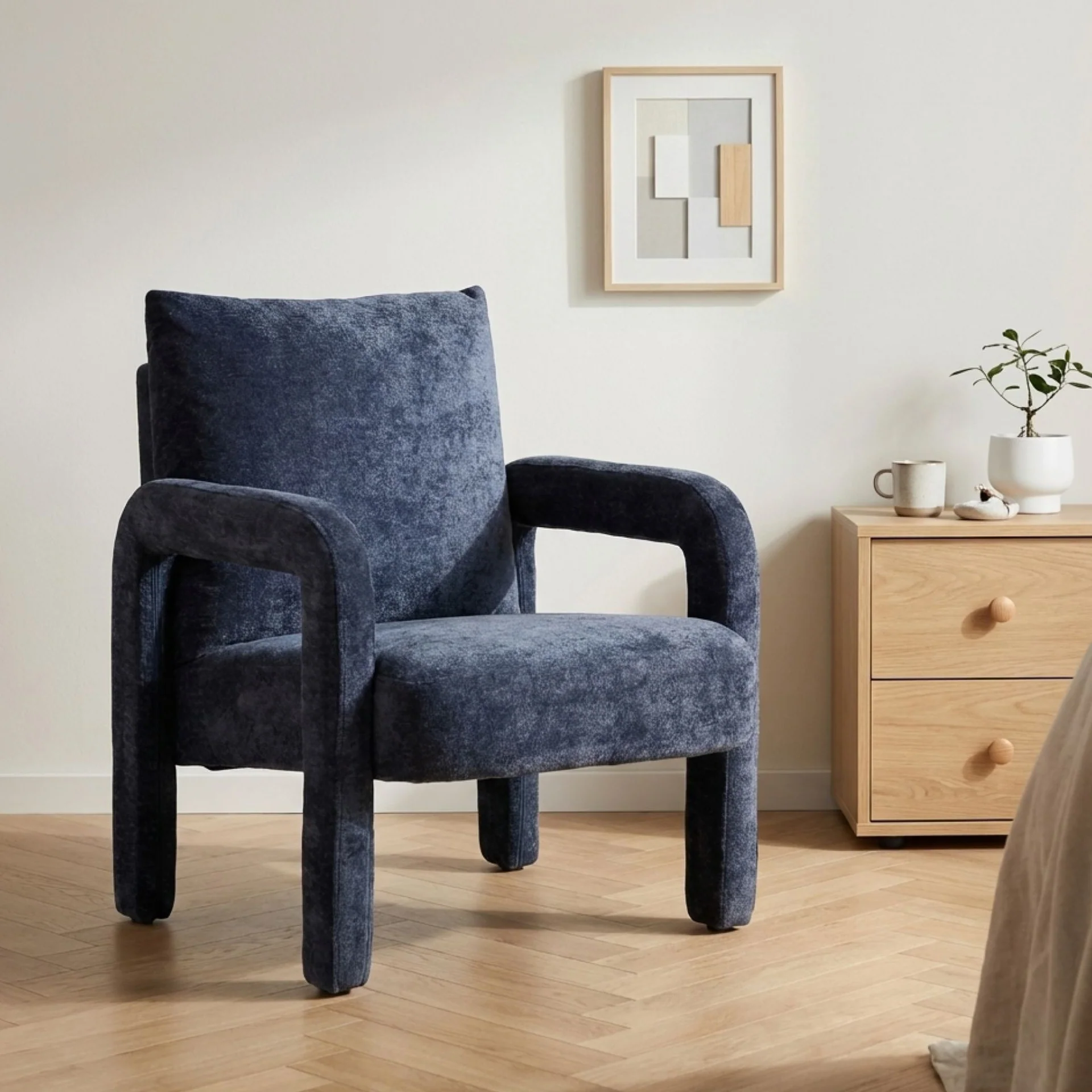 Modo Velvet Armchair - Navy Blue - Image 4