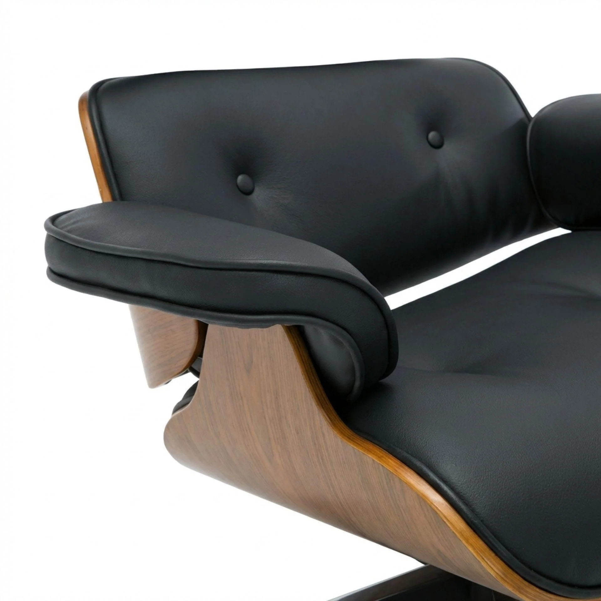 Veylo PU Armchair With Ottoman - Black & Walnut - Image 11