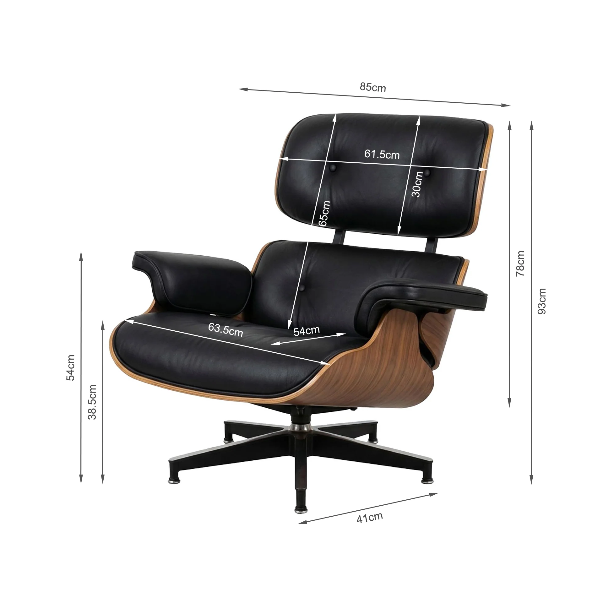 Veylo PU Armchair With Ottoman - Black & Walnut - Image 13