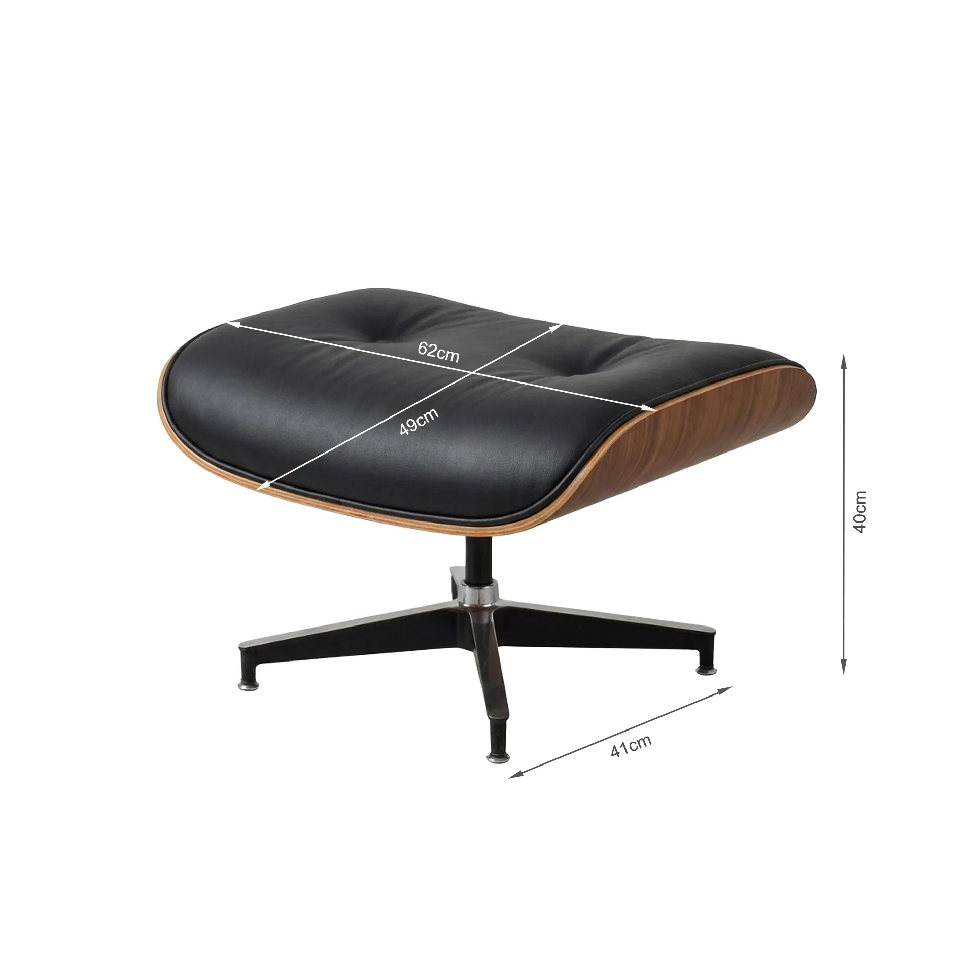 Veylo PU Armchair With Ottoman - Black & Walnut - Image 14