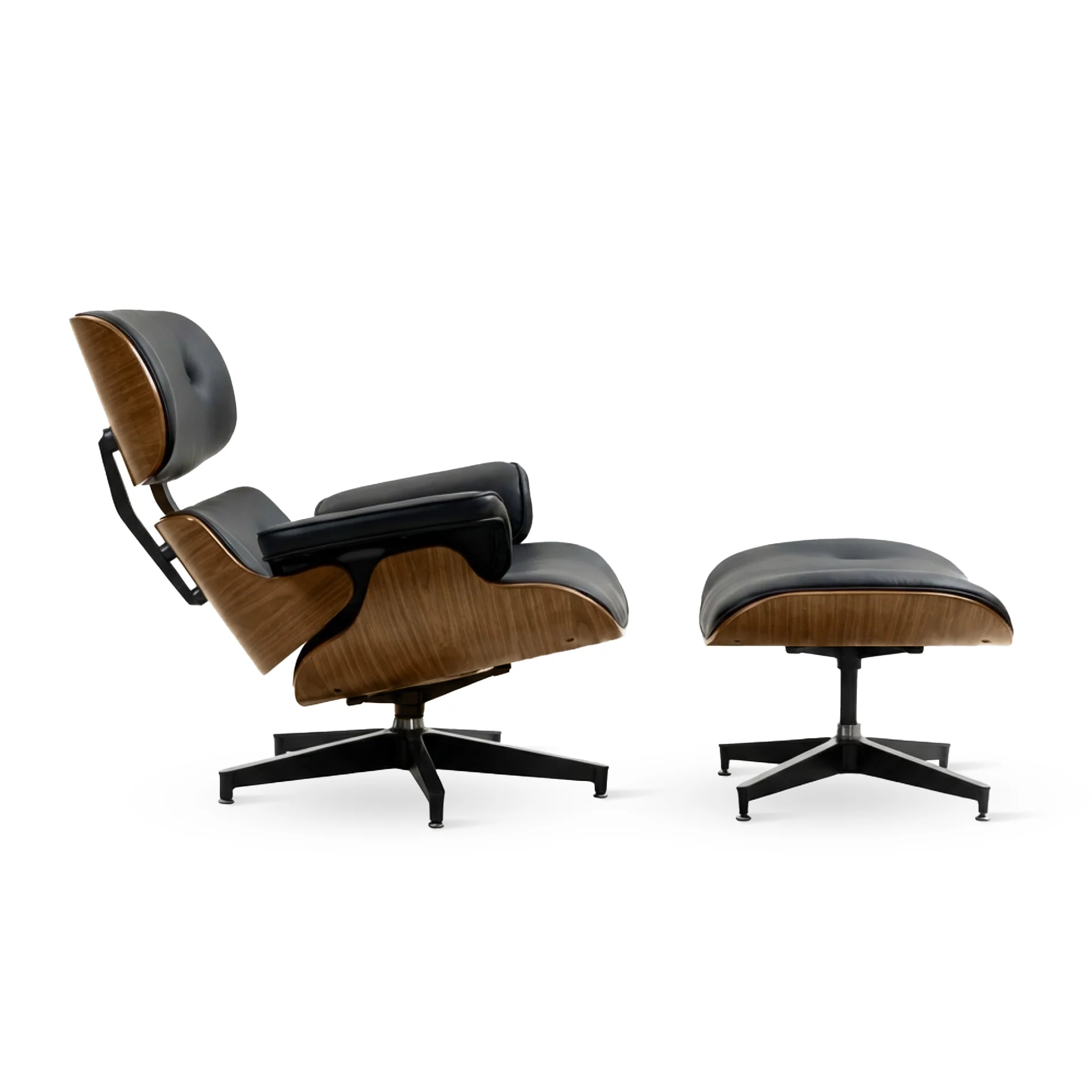 Veylo PU Armchair With Ottoman - Black & Walnut - Image 8