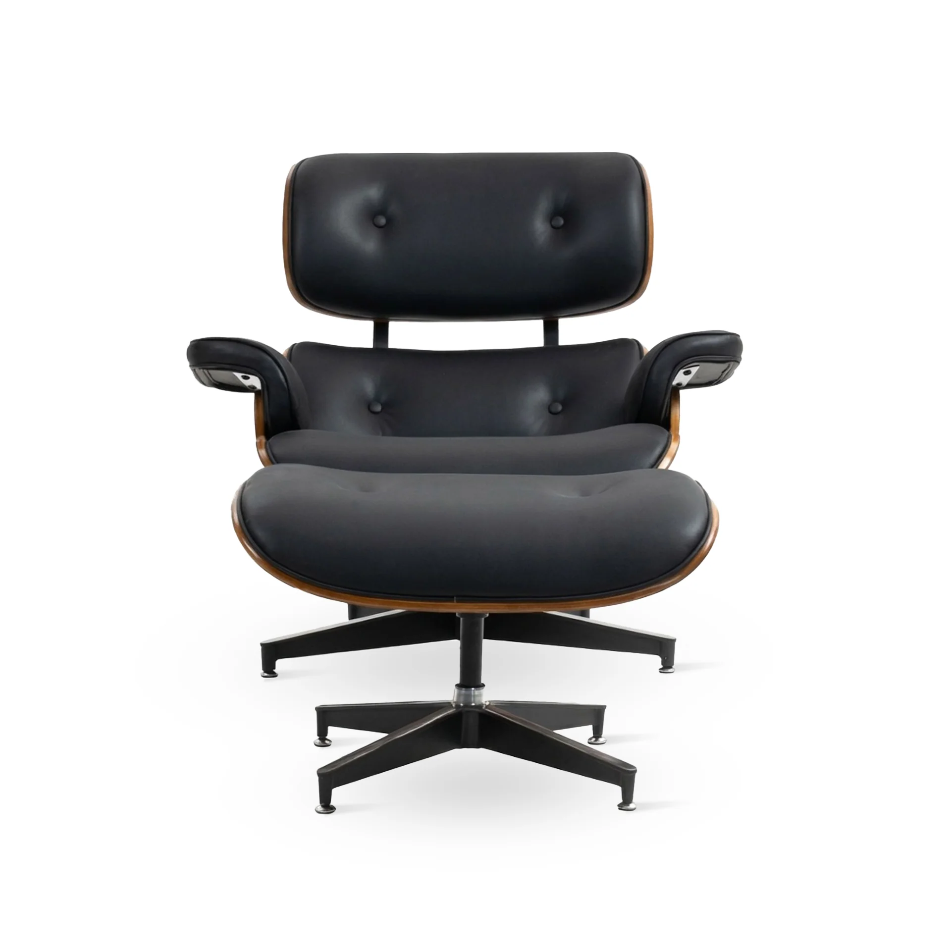 Veylo PU Armchair With Ottoman - Black & Walnut - Image 9