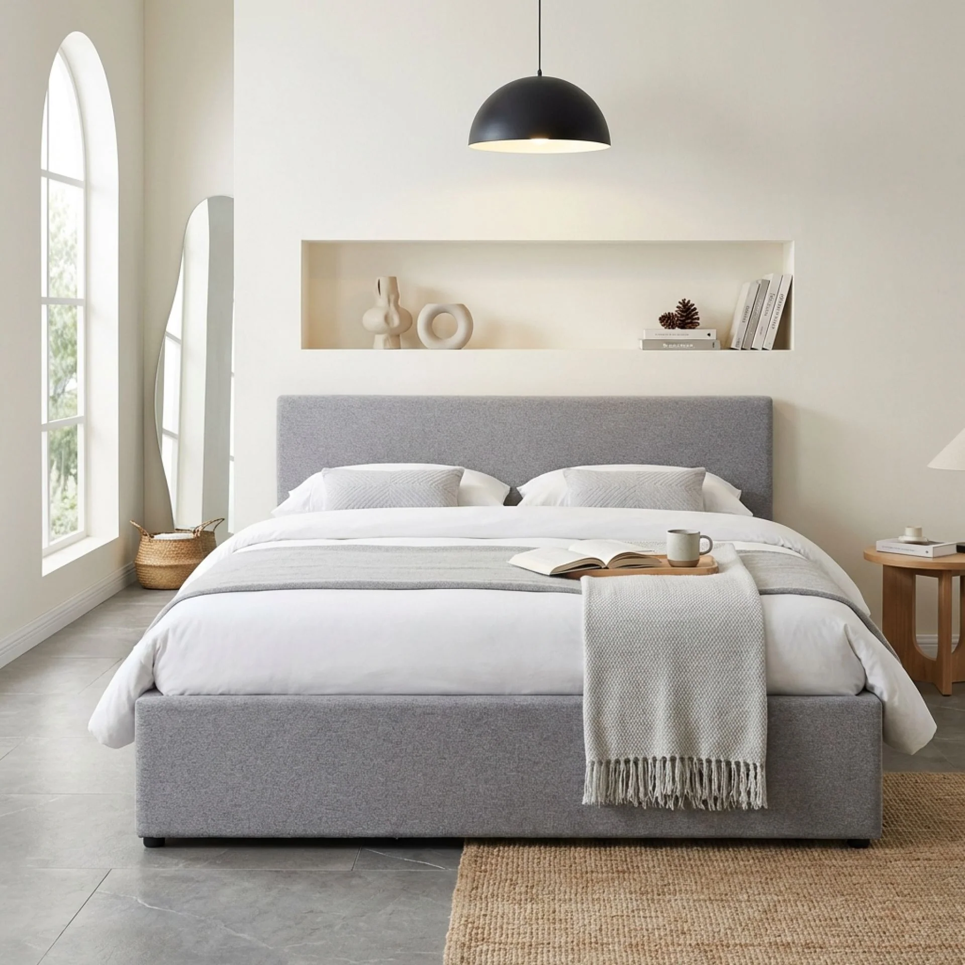 Violet Queen Gas Lift Bed Frame - Light Grey - Image 3